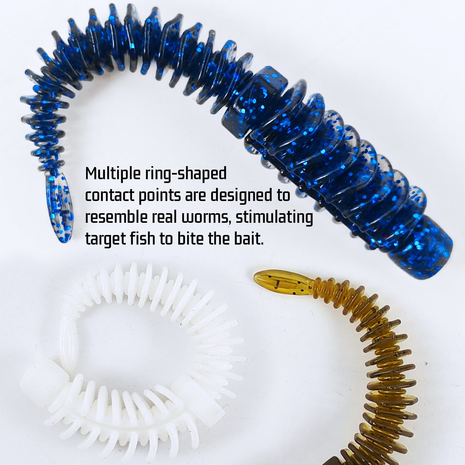 FREE FISHER Thread TPE Worms,Fishy Smell Needle Tailed Soft Insect Baits,Fishing Soft Lures,7.5cm/2g Swimbaits with Ned Hooks(Pack of 30)