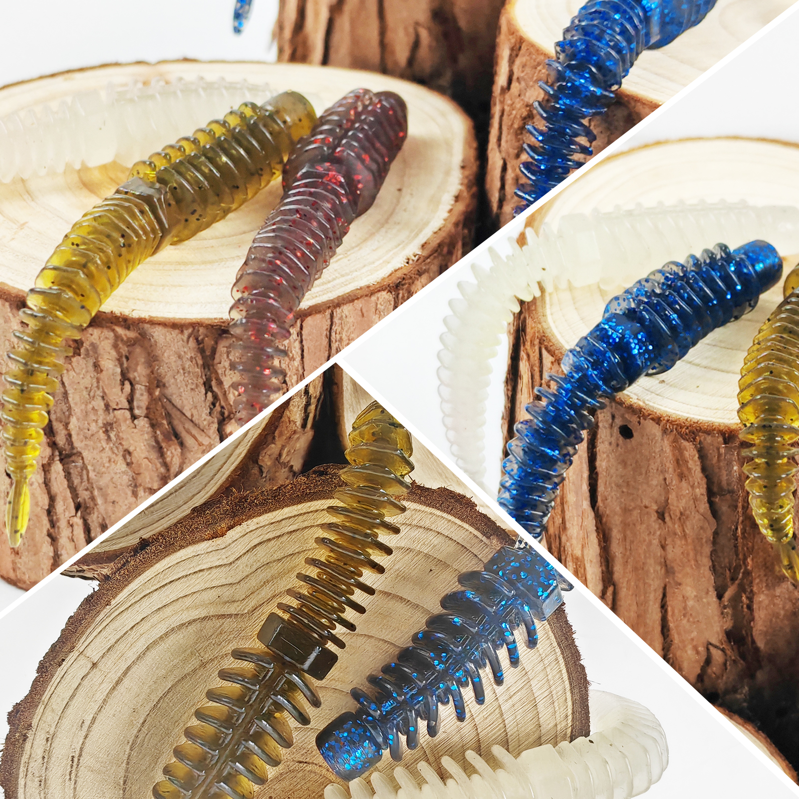 FREE FISHER Thread TPE Worms,Fishy Smell Needle Tailed Soft Insect Baits,Fishing Soft Lures,7.5cm/2g Swimbaits with Ned Hooks(Pack of 30)