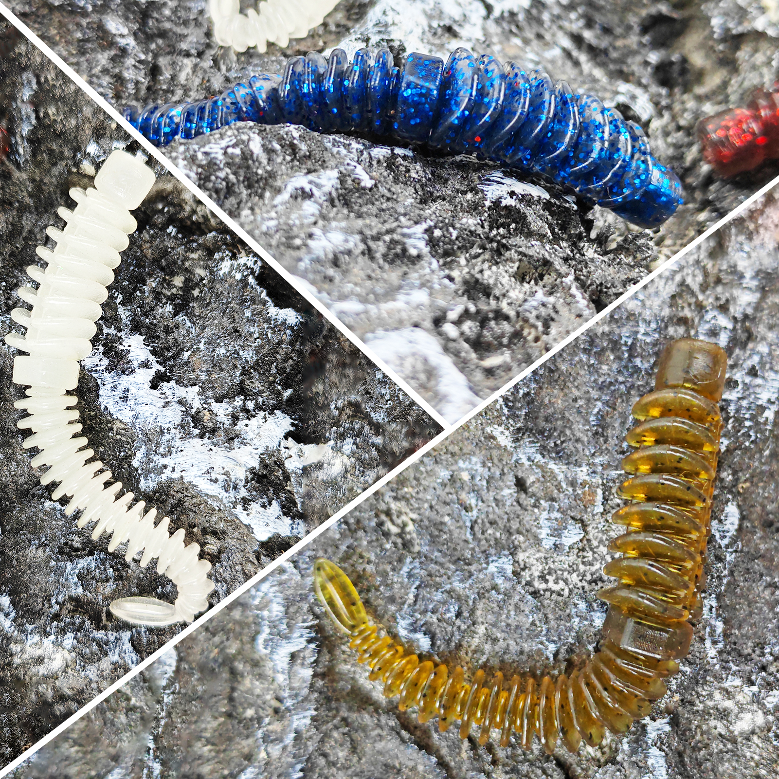 FREE FISHER Thread TPE Worms,Fishy Smell Needle Tailed Soft Insect Baits,Fishing Soft Lures,7.5cm/2g Swimbaits with Ned Hooks(Pack of 30)