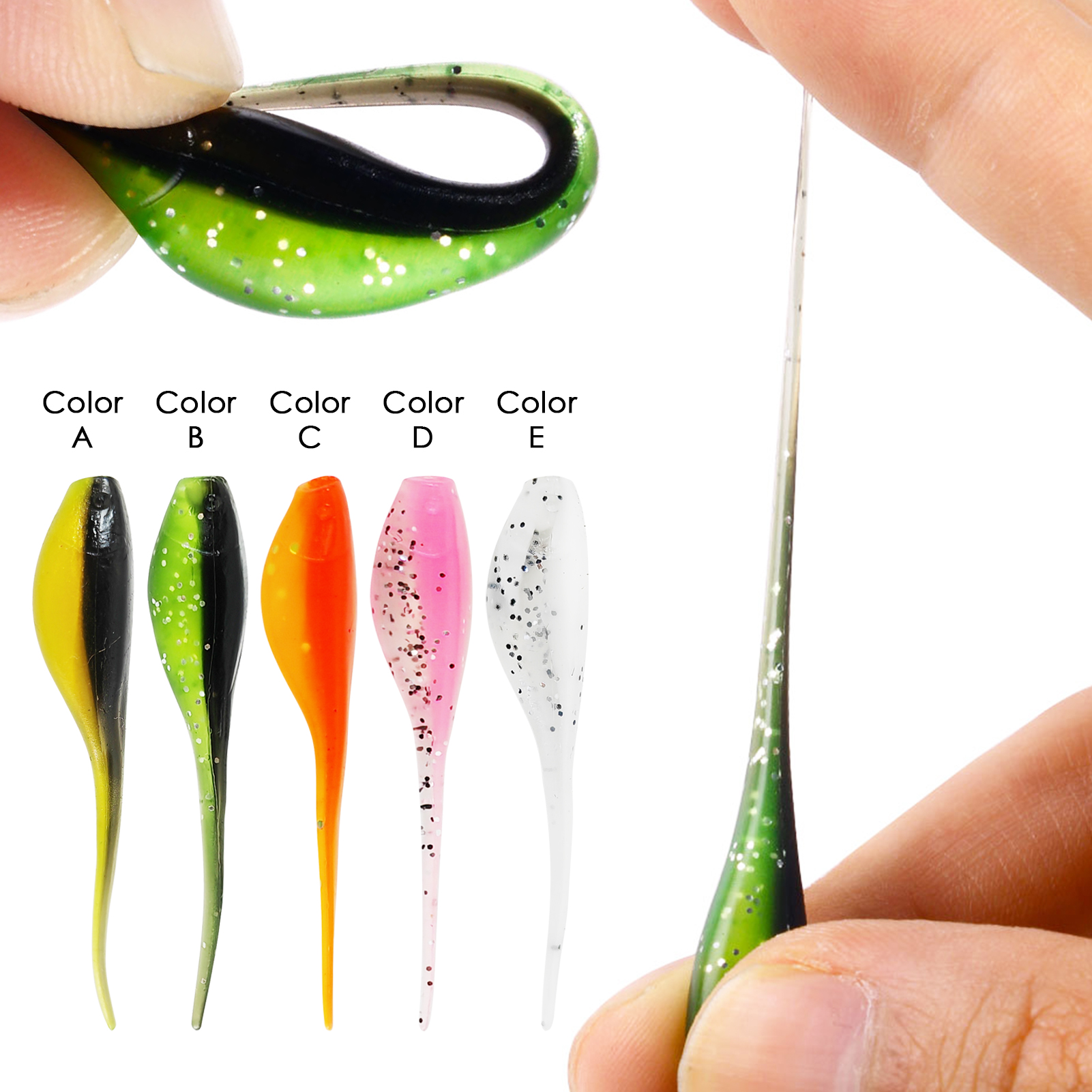 FREE FISHER 140pcs/Box Crappie Swimbait Wobblers with Jig Hooks,5cm 0.9g Soft Big Belly Artificial Baits,Tadpole Worm Lures Kit