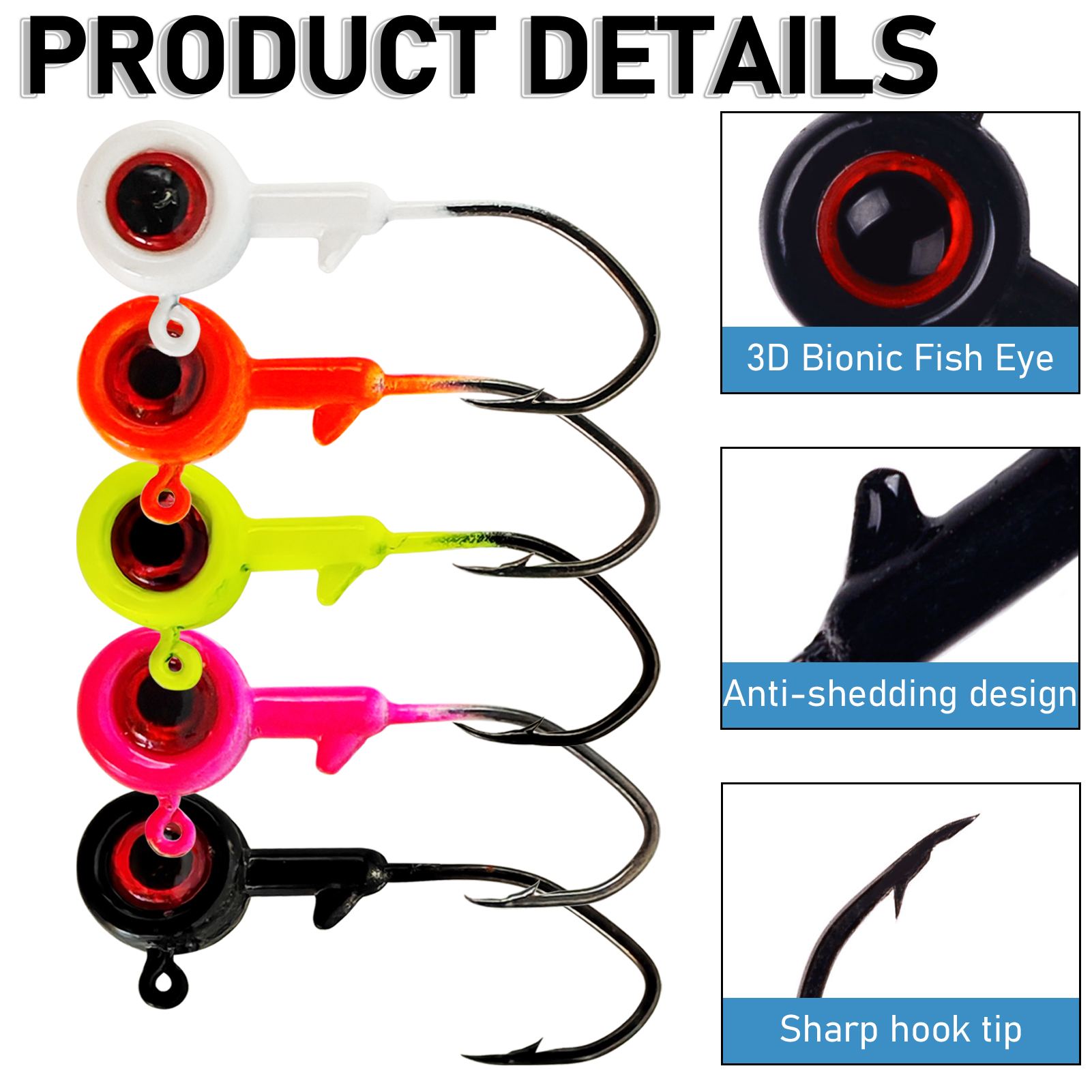 FREE FISHER 140pcs/Box Crappie Swimbait Wobblers with Jig Hooks,5cm 0.9g Soft Big Belly Artificial Baits,Tadpole Worm Lures Kit