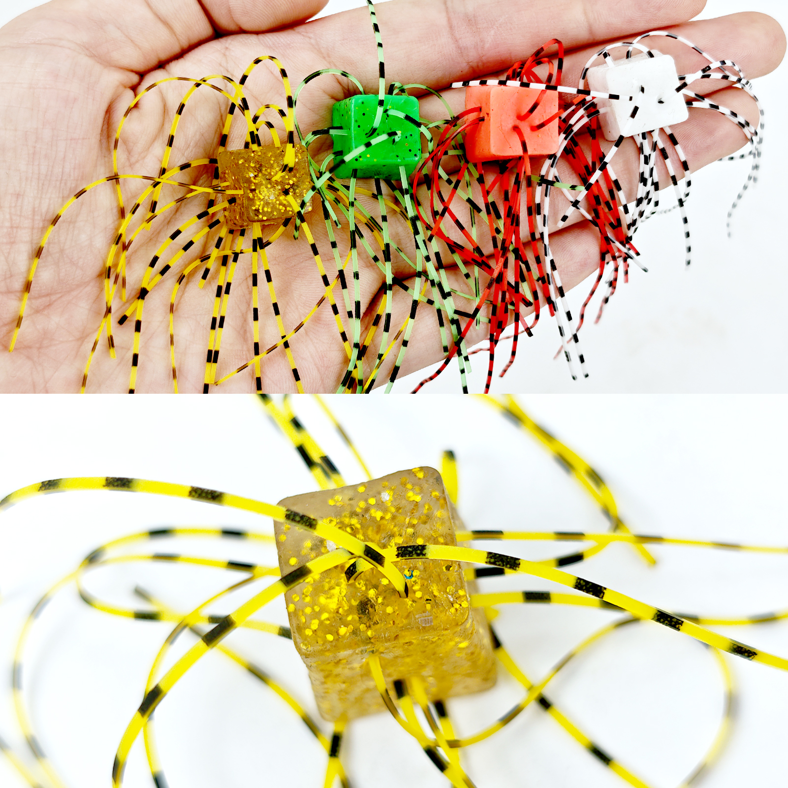 FREE FISHER 25pcs/Box Finesse Fuzzy Dice Fishing Lure,Tumbleweed Baits with Jig Head Hooks,Drop Shot Finess Wacky Fishing Rigs