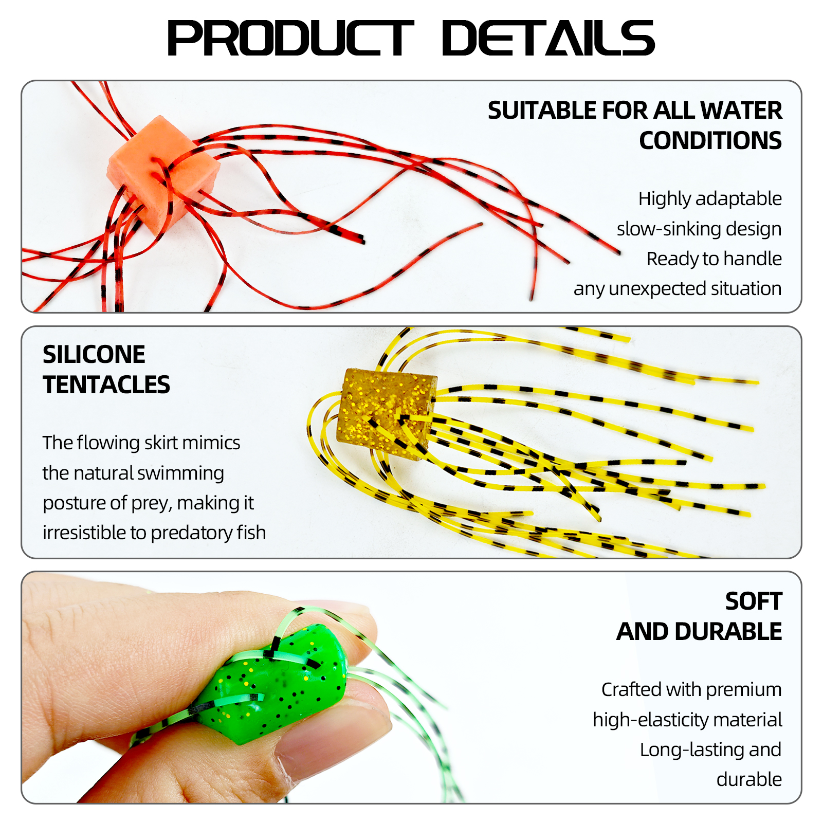 FREE FISHER 25pcs/Box Finesse Fuzzy Dice Fishing Lure,Tumbleweed Baits with Jig Head Hooks,Drop Shot Finess Wacky Fishing Rigs