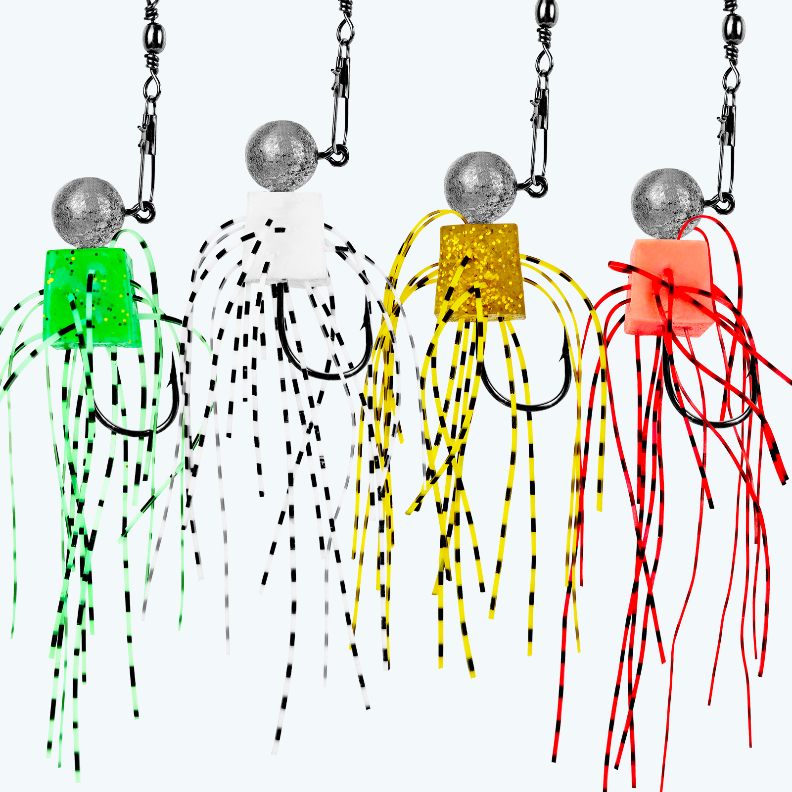 FREE FISHER 25pcs/Box Finesse Fuzzy Dice Fishing Lure,Tumbleweed Baits with Jig Head Hooks,Drop Shot Finess Wacky Fishing Rigs