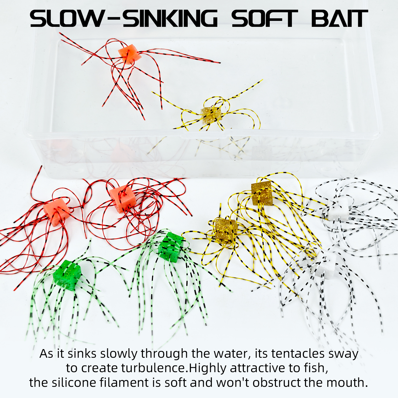 FREE FISHER 25pcs/Box Finesse Fuzzy Dice Fishing Lure,Tumbleweed Baits with Jig Head Hooks,Drop Shot Finess Wacky Fishing Rigs