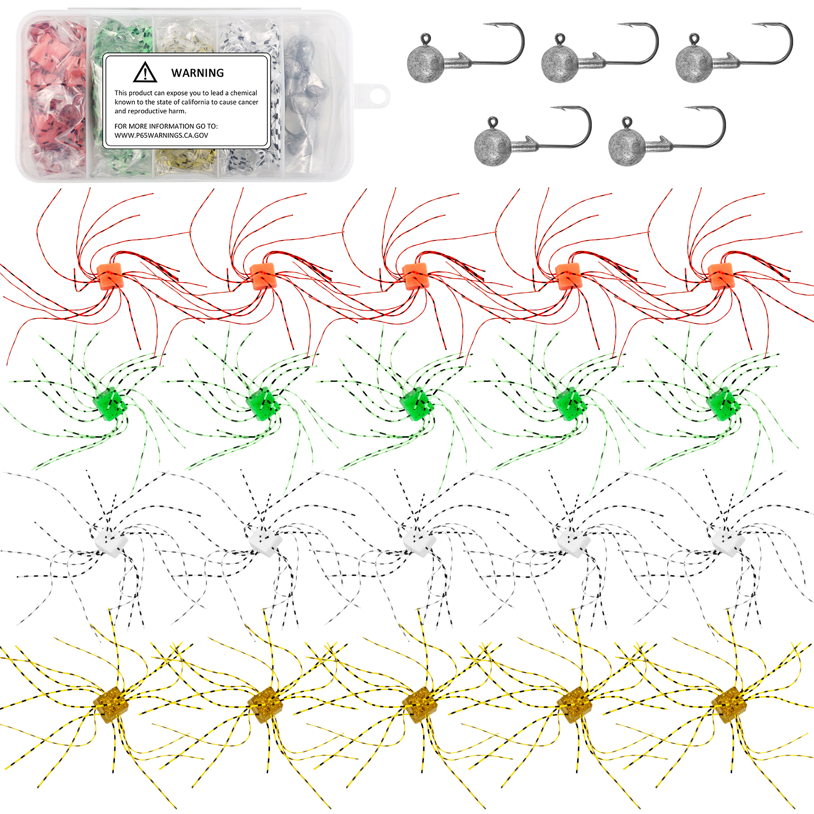FREE FISHER 25pcs/Box Finesse Fuzzy Dice Fishing Lure,Tumbleweed Baits with Jig Head Hooks,Drop Shot Finess Wacky Fishing Rigs