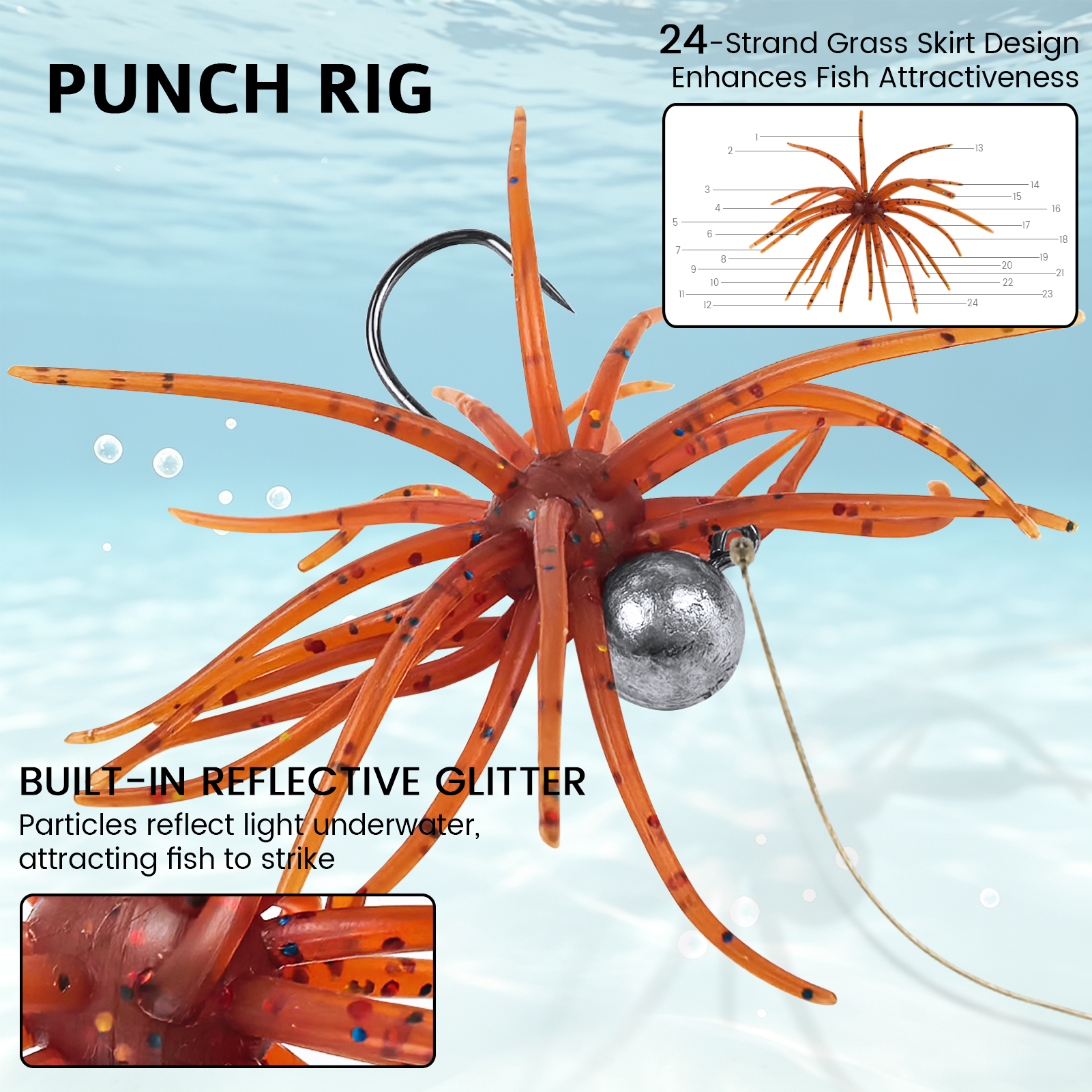 FREE FISHER 20pcs/Lot Fishing Sea Urchin Baits,Floating TPE Soft Creature Lures,7cm 1.6g Dice Artificial Fuzzy Bait with Jig Head Hooks 