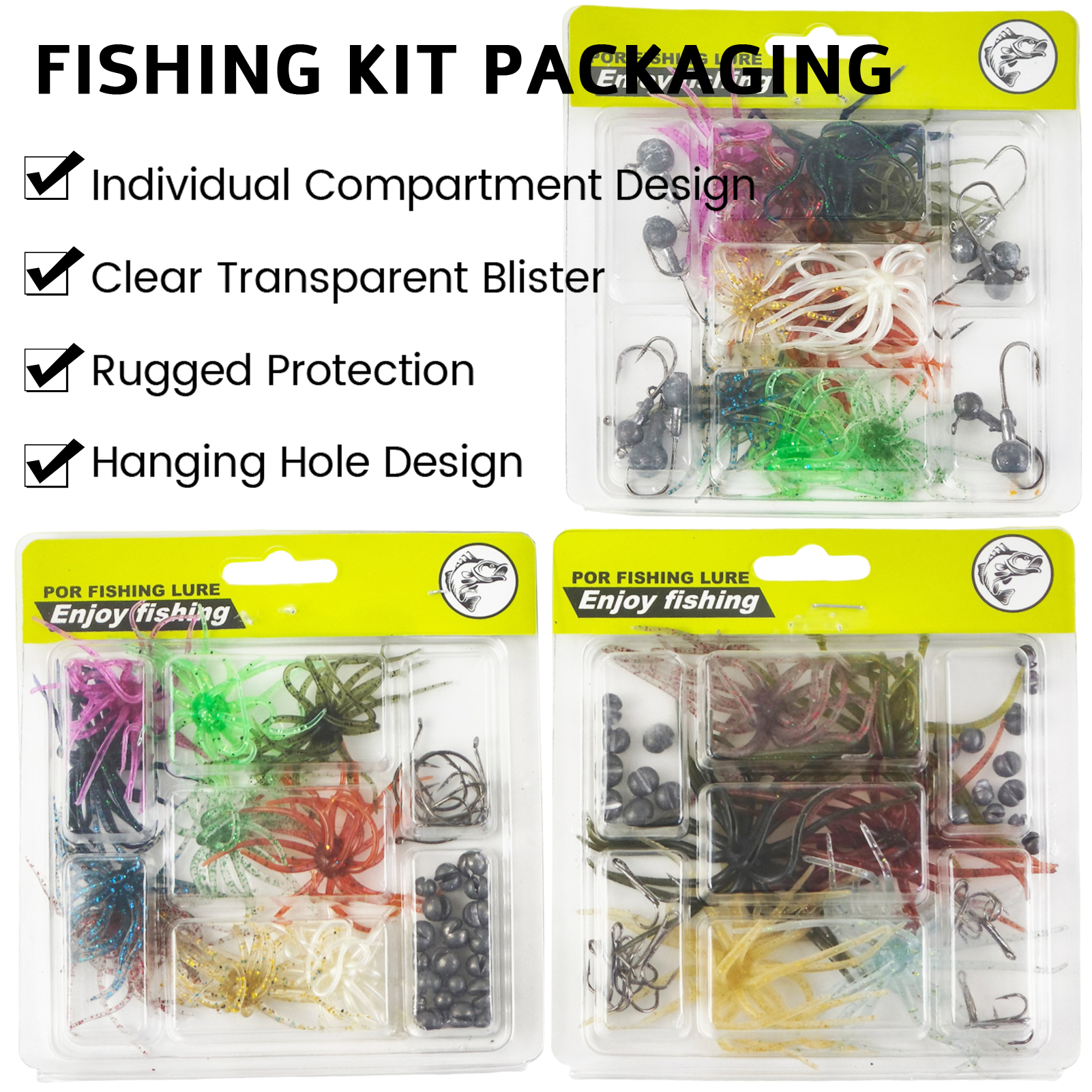 FREE FISHER Sea Urchin Baits Kit,Soft Creature Lures,9cm 3.6g/7cm 1.6g Dice Artificial Fuzzy Bait,Hooks Fishing Weights for Neko Rigs