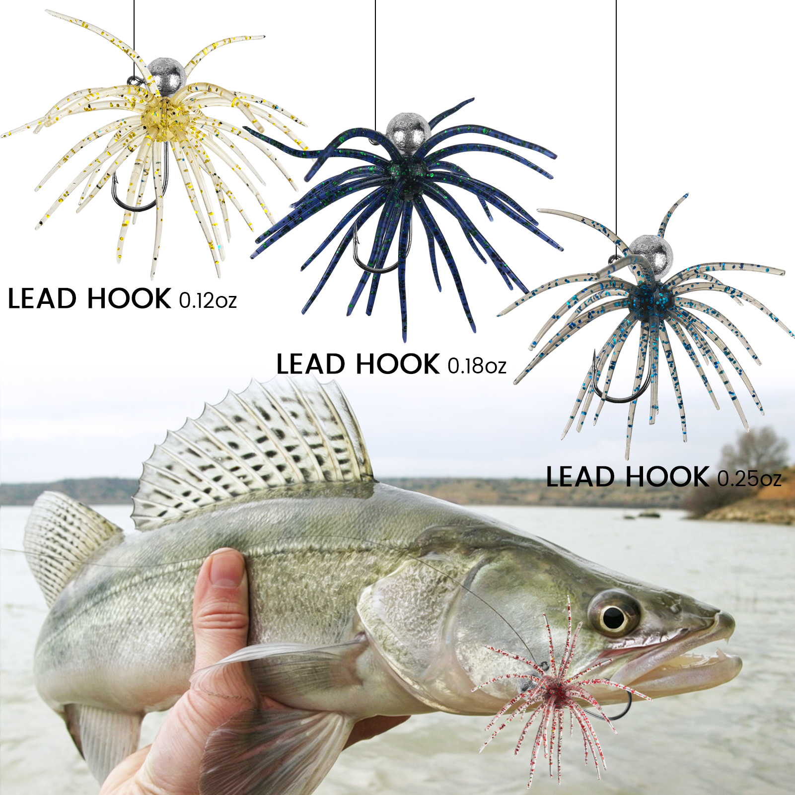 FREE FISHER 20pcs/Lot Fishing Sea Urchin Baits,Floating TPE Soft Creature Lures,7cm 1.6g Dice Artificial Fuzzy Bait with Jig Head Hooks 