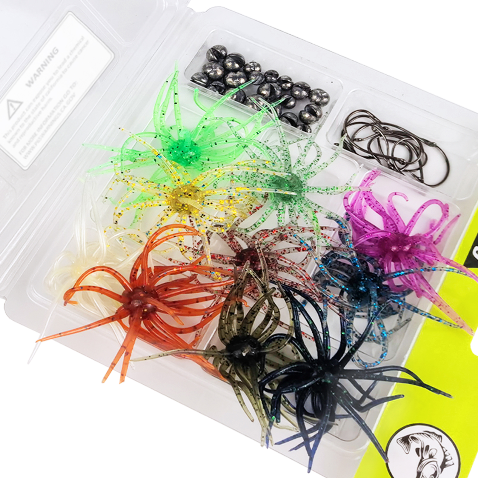 FREE FISHER Sea Urchin Baits Kit,Soft Creature Lures,9cm 3.6g/7cm 1.6g Dice Artificial Fuzzy Bait,Hooks Fishing Weights for Neko Rigs