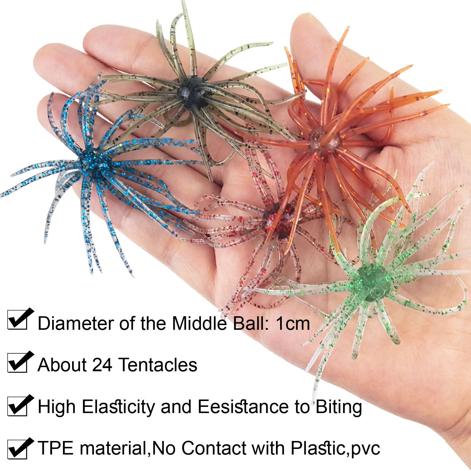 FREE FISHER Sea Urchin Baits Kit,Soft Creature Lures,9cm 3.6g/7cm 1.6g Dice Artificial Fuzzy Bait,Hooks Fishing Weights for Neko Rigs