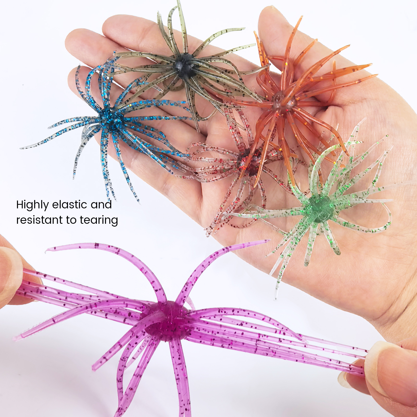 FREE FISHER 40pcs/Lot Sea Urchin Baits with Fishing Weights,Floating Soft Creature Lures,1.6g Dice Artificial Fuzzy Bait Wacky Hooks
