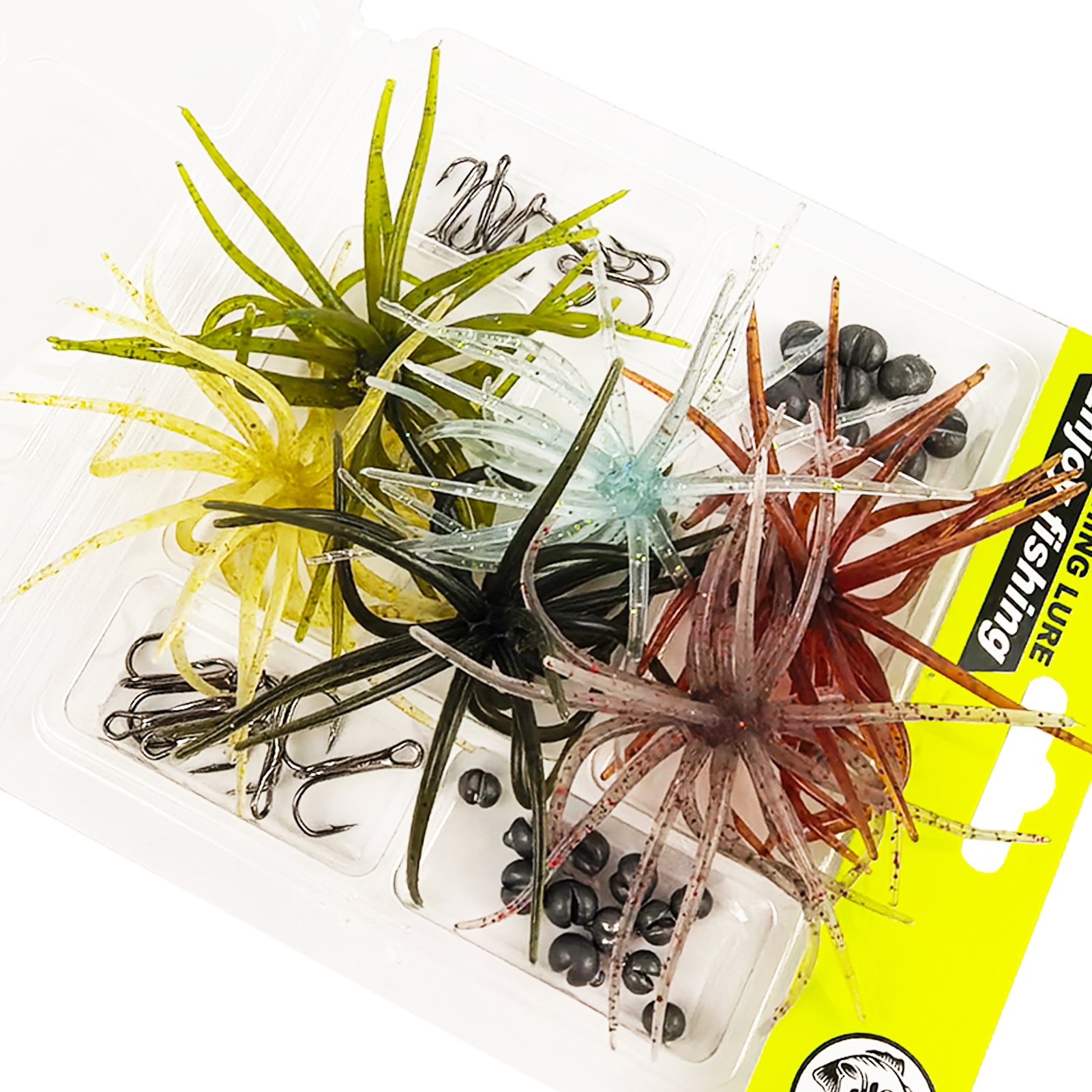 FREE FISHER Sea Urchin Baits Kit,Soft Creature Lures,9cm 3.6g/7cm 1.6g Dice Artificial Fuzzy Bait,Hooks Fishing Weights for Neko Rigs