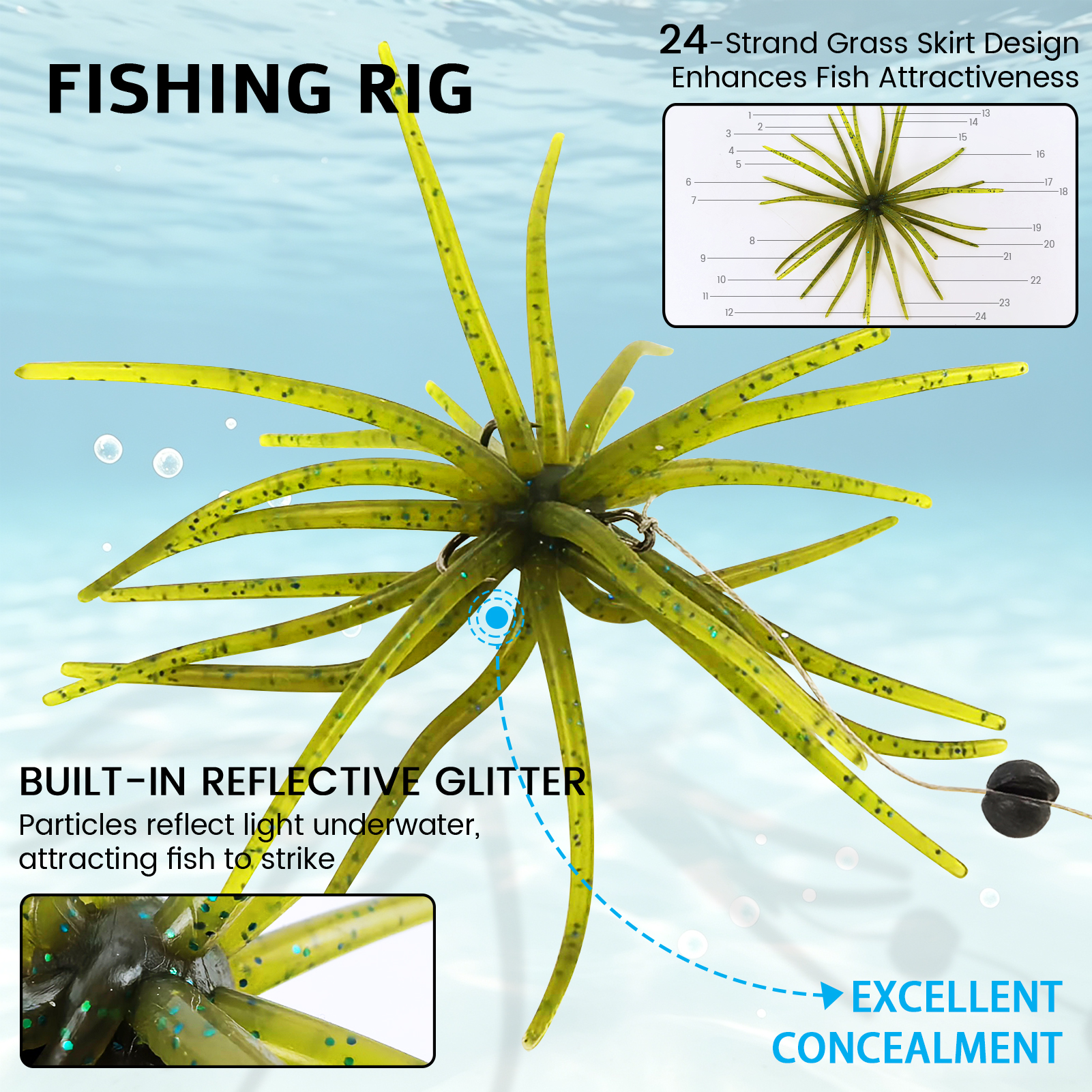 FREE FISHER 36pcs/Lot Sea Urchin Baits,Soft Creature Lures,9cm 3.6g Dice Artificial Fuzzy Bait Treble Hooks Fishing Weights Rigs