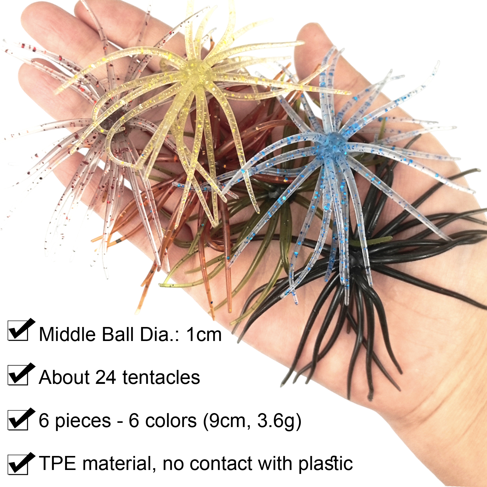 FREE FISHER Sea Urchin Baits Kit,Soft Creature Lures,9cm 3.6g/7cm 1.6g Dice Artificial Fuzzy Bait,Hooks Fishing Weights for Neko Rigs