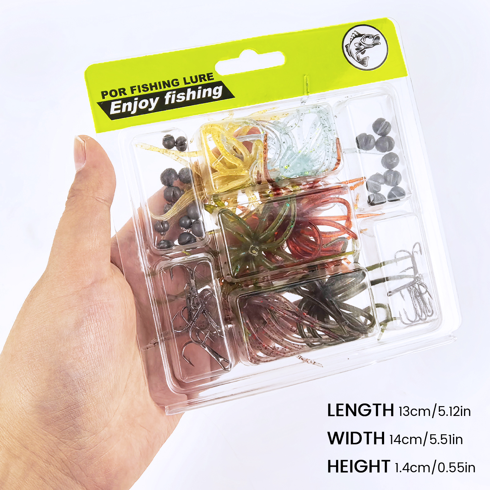 FREE FISHER 36pcs/Lot Sea Urchin Baits,Soft Creature Lures,9cm 3.6g Dice Artificial Fuzzy Bait Treble Hooks Fishing Weights Rigs