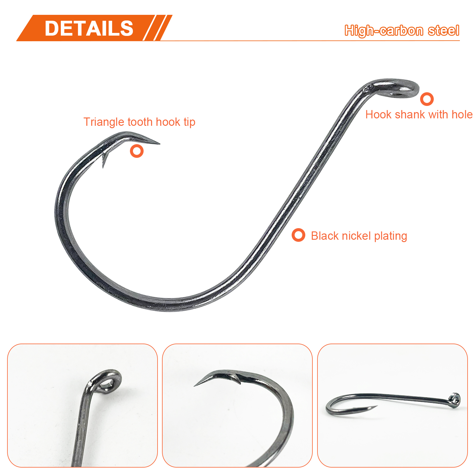 FREE FISHER 100pcs/Lot 7384 Fishing Hooks Kit,High Carbon Steel Black Sports Circle Hooks,Fishing Wrom Bait,1#-10/0# Fishhooks