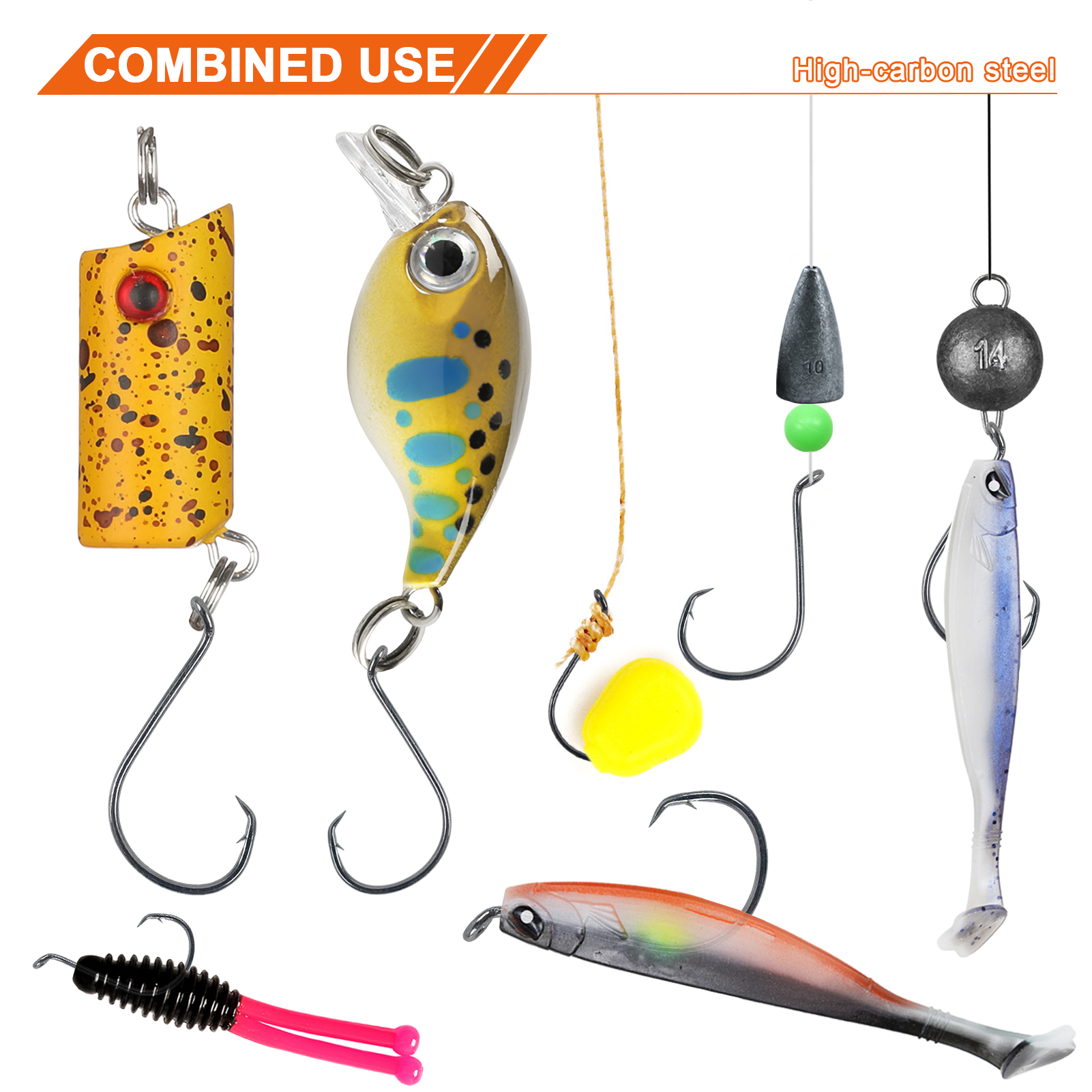 FREE FISHER 100pcs/Lot 7384 Fishing Hooks Kit,High Carbon Steel Black Sports Circle Hooks,Fishing Wrom Bait,1#-10/0# Fishhooks