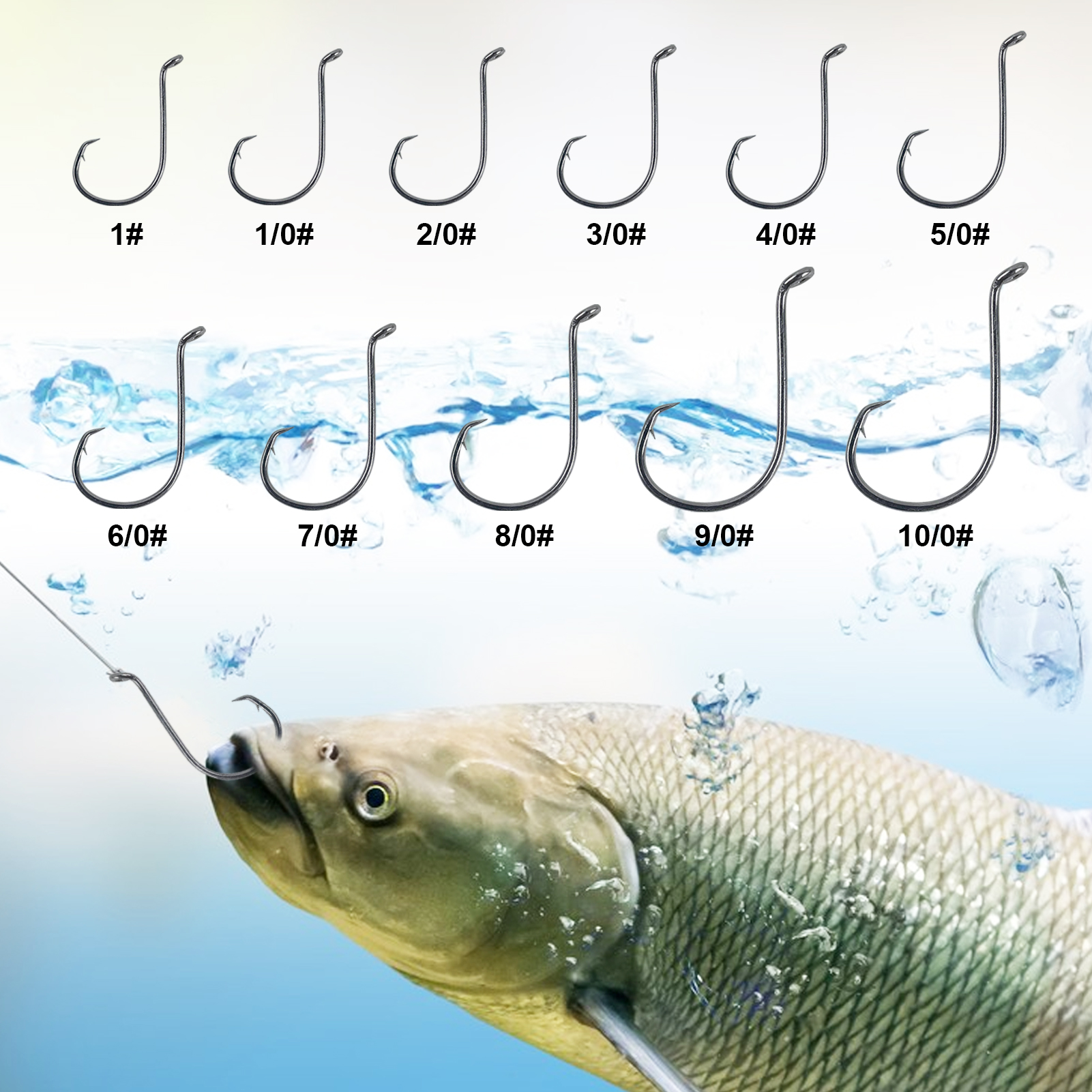 FREE FISHER 100pcs/Lot 7384 Fishing Hooks Kit,High Carbon Steel Black Sports Circle Hooks,Fishing Wrom Bait,1#-10/0# Fishhooks