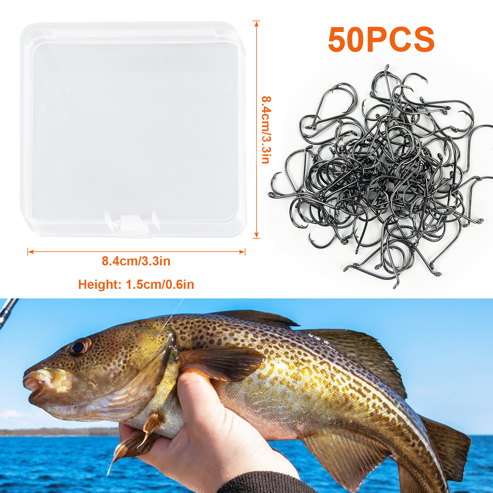 FREE FISHER 100pcs/Lot 7384 Fishing Hooks Kit,High Carbon Steel Black Sports Circle Hooks,Fishing Wrom Bait,1#-10/0# Fishhooks