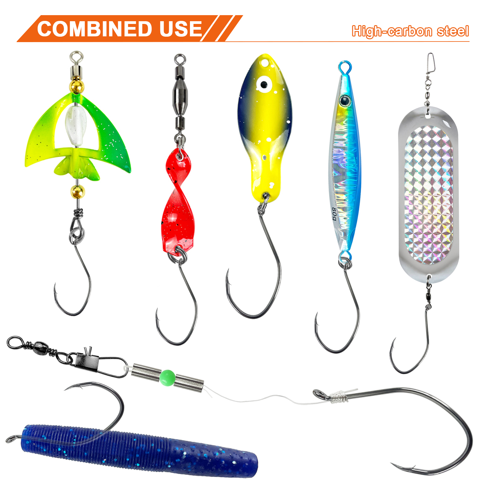 FREE FISHER 100pcs High Carbon Steel 8832 Fishing Hooks,Black Offset Wide Gap Cat Fish Bait Fishhooks 10#-10/0# for Sea Fishing