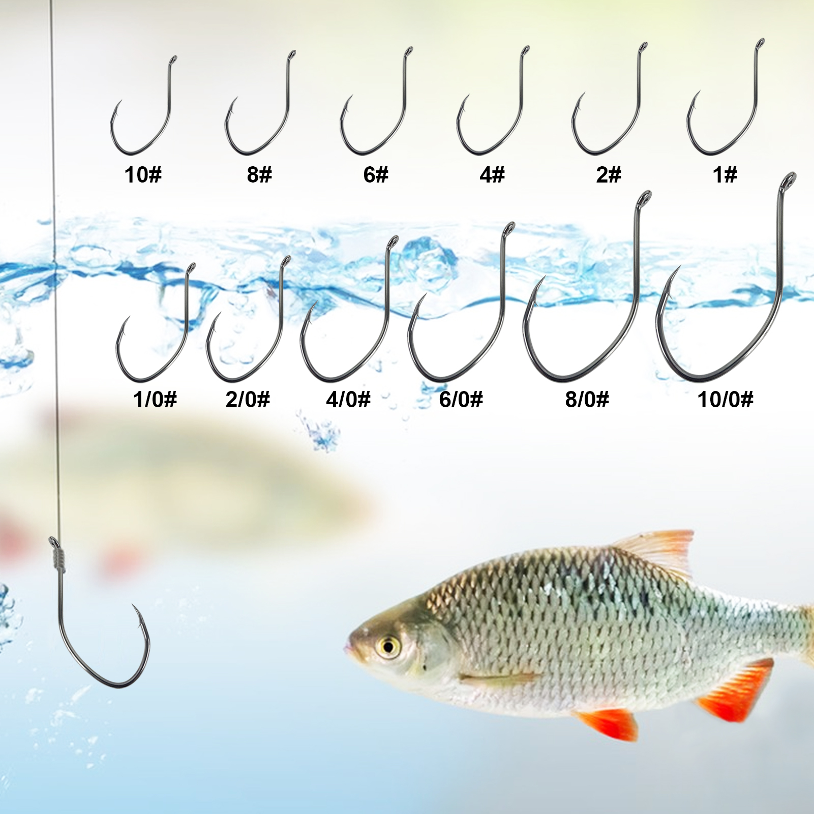 FREE FISHER 100pcs High Carbon Steel 8832 Fishing Hooks,Black Offset Wide Gap Cat Fish Bait Fishhooks 10#-10/0# for Sea Fishing