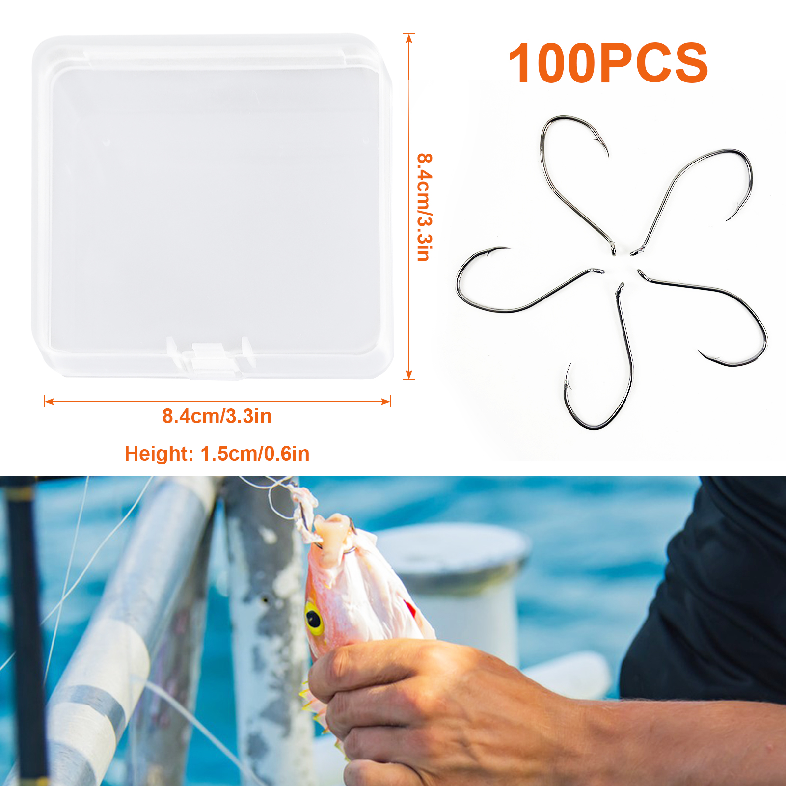 FREE FISHER 100pcs High Carbon Steel 8832 Fishing Hooks,Black Offset Wide Gap Cat Fish Bait Fishhooks 10#-10/0# for Sea Fishing