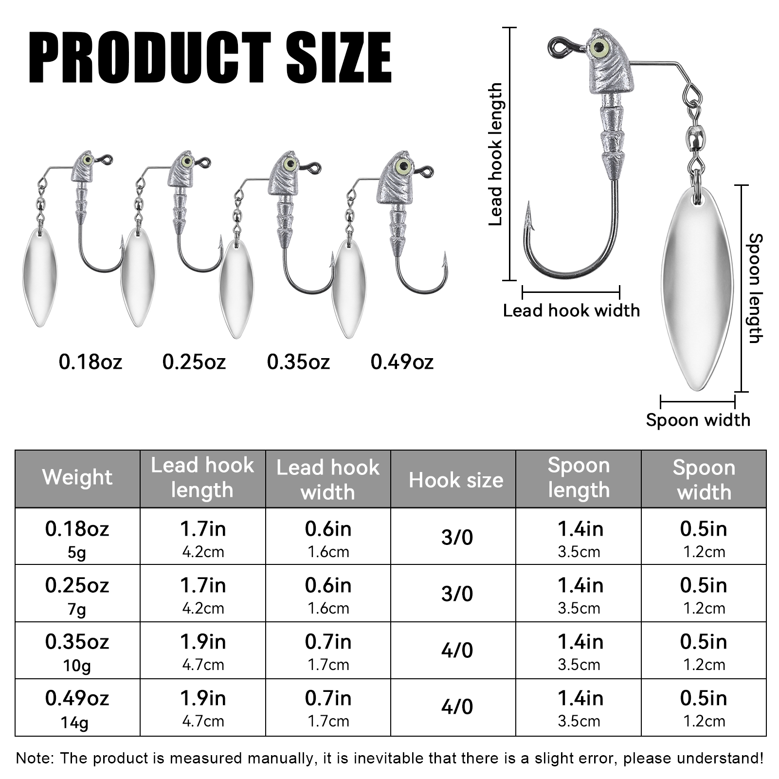 FREE FISHER 6pcs/Box Fishing Jig Head Hooks,5g/7g/10g/14g Underspin Saltwater Jigging Swimbaits with Blade,Spinner Fishing Lures  ﻿ 