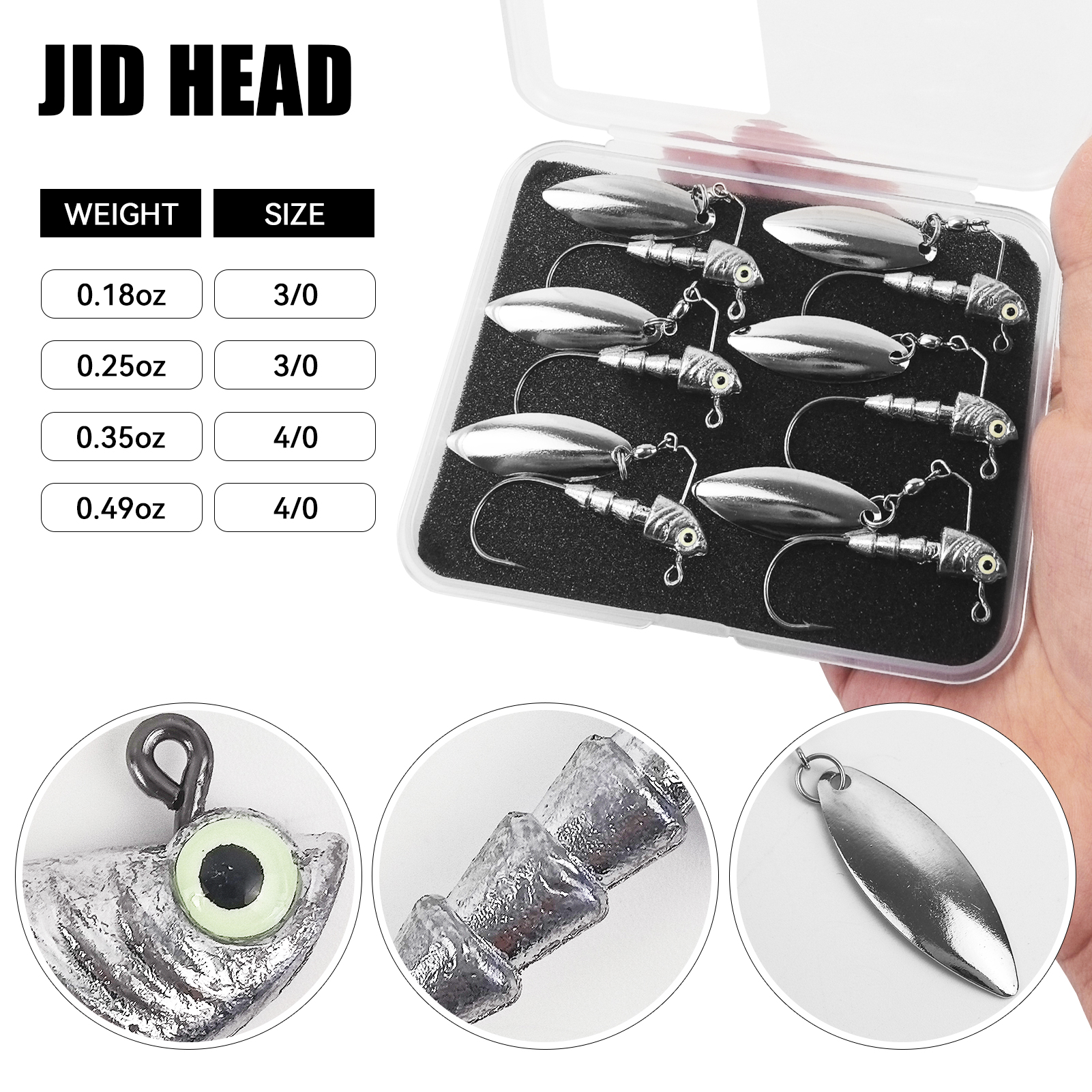 FREE FISHER 6pcs/Box Fishing Jig Head Hooks,5g/7g/10g/14g Underspin Saltwater Jigging Swimbaits with Blade,Spinner Fishing Lures  ﻿ 