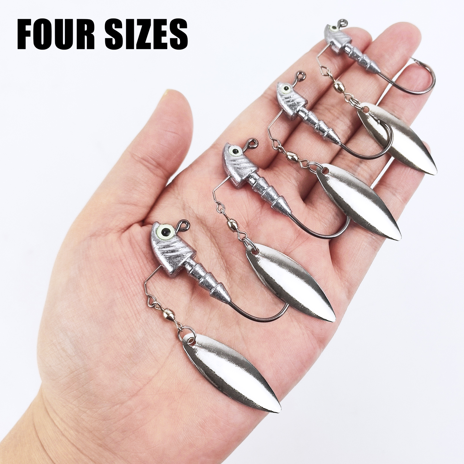 FREE FISHER 6pcs/Box Fishing Jig Head Hooks,5g/7g/10g/14g Underspin Saltwater Jigging Swimbaits with Blade,Spinner Fishing Lures  ﻿ 