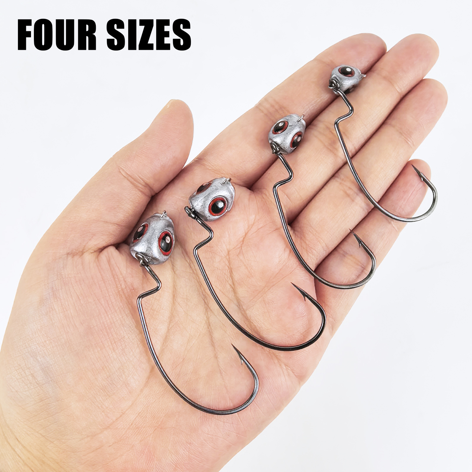 FREE FISHER 12pcs/Box Fish Eye Swimbaits 3.5g/5g/7g/10g,Ned Rigs Jig Head Hooks,Worm Crankhook,Texas Rig Fishing Weights Sinkers 