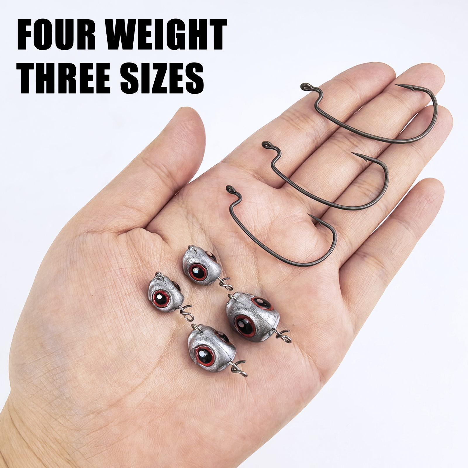 FREE FISHER 15pcs/Box Fish Eye Swimbaits,3.5g/5g/7g/10g Ned Rigs Jig Heads,Worm Crankhook,Texas Rig Fishing Sinkers Weights 