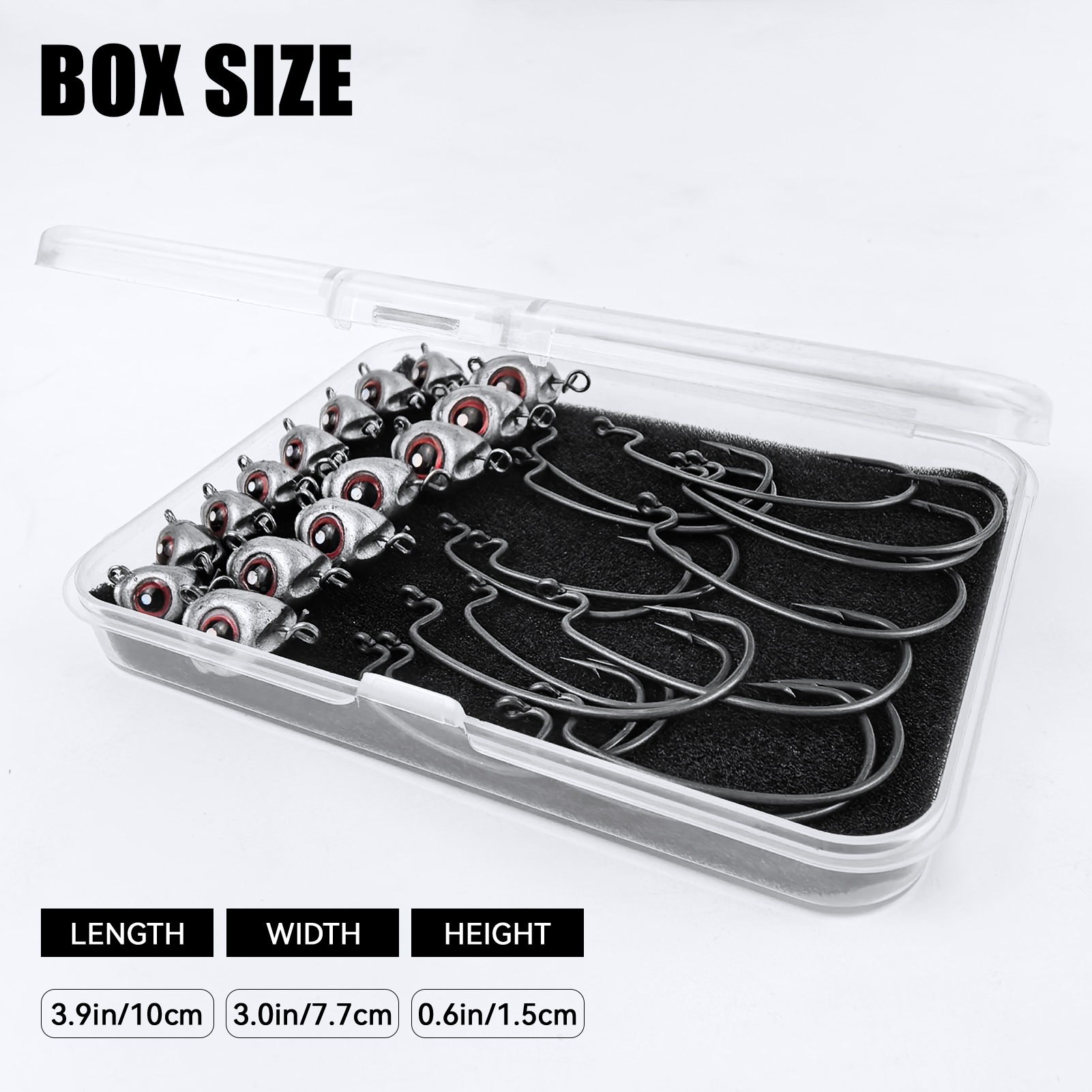 FREE FISHER 15pcs/Box Fish Eye Swimbaits,3.5g/5g/7g/10g Ned Rigs Jig Heads,Worm Crankhook,Texas Rig Fishing Sinkers Weights 