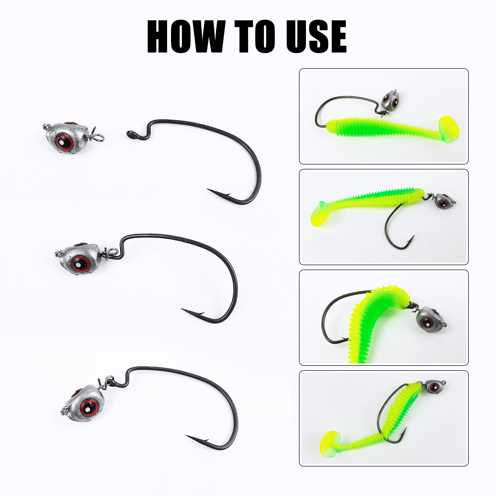 FREE FISHER 15pcs/Box Fish Eye Swimbaits,3.5g/5g/7g/10g Ned Rigs Jig Heads,Worm Crankhook,Texas Rig Fishing Sinkers Weights 