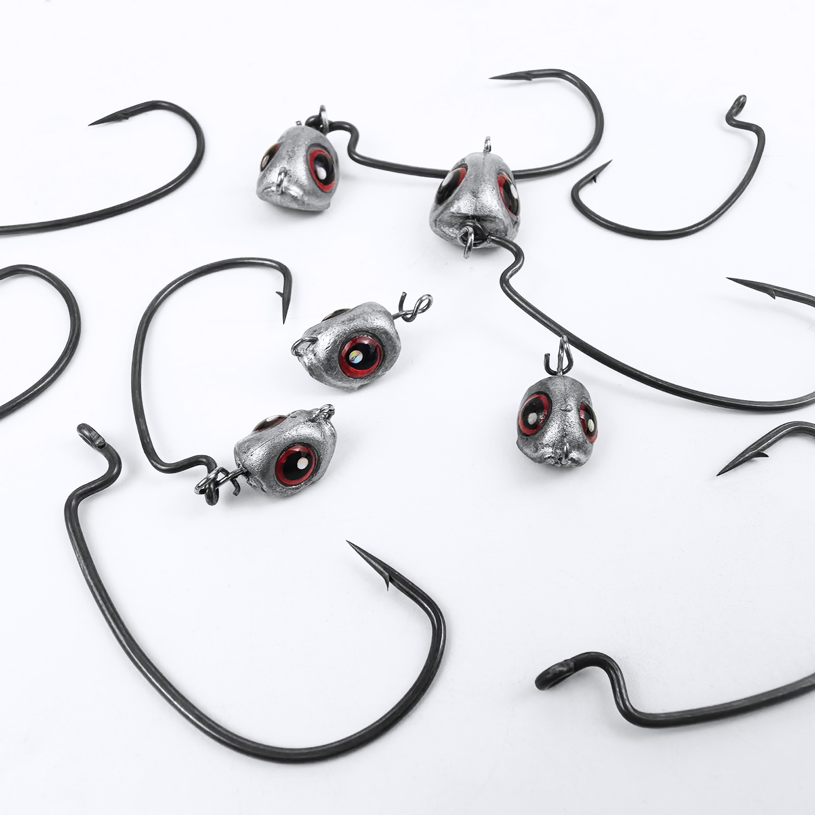 FREE FISHER 15pcs/Box Fish Eye Swimbaits,3.5g/5g/7g/10g Ned Rigs Jig Heads,Worm Crankhook,Texas Rig Fishing Sinkers Weights 