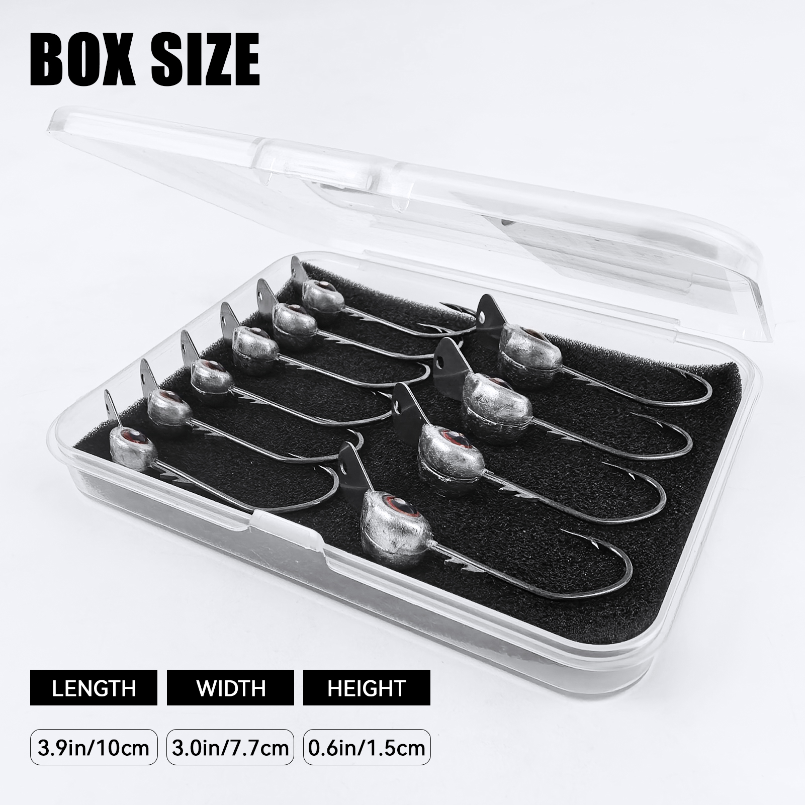 FREE FISHER 10pcs/Box Fish Eye Jig Head Hook with Tongue Plate,1/8-3/8oz JIG Hooks Swimbait,Die-Casting Sea Fishing Rig Weights 