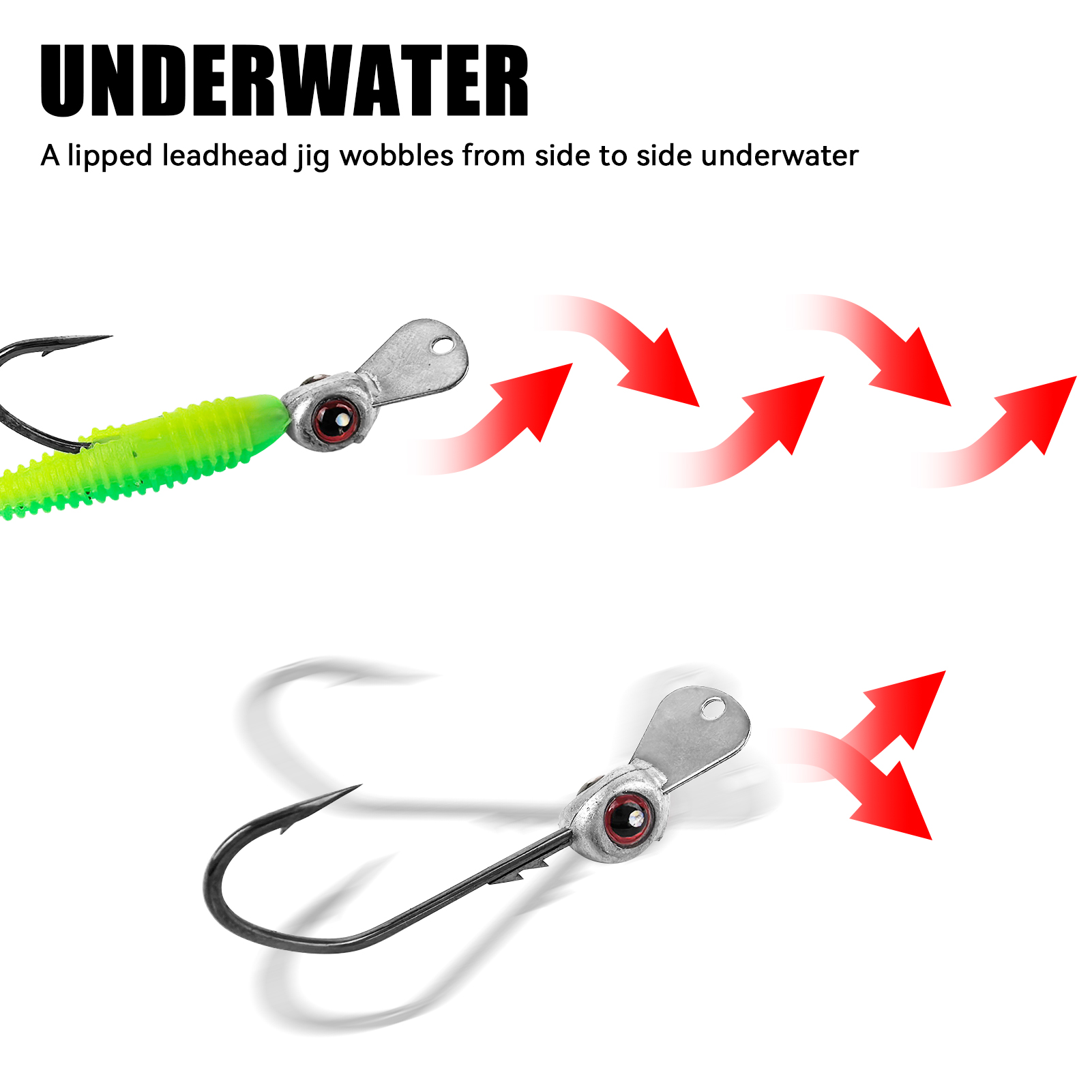 FREE FISHER 10pcs/Box Fish Eye Jig Head Hook with Tongue Plate,1/8-3/8oz JIG Hooks Swimbait,Die-Casting Sea Fishing Rig Weights 