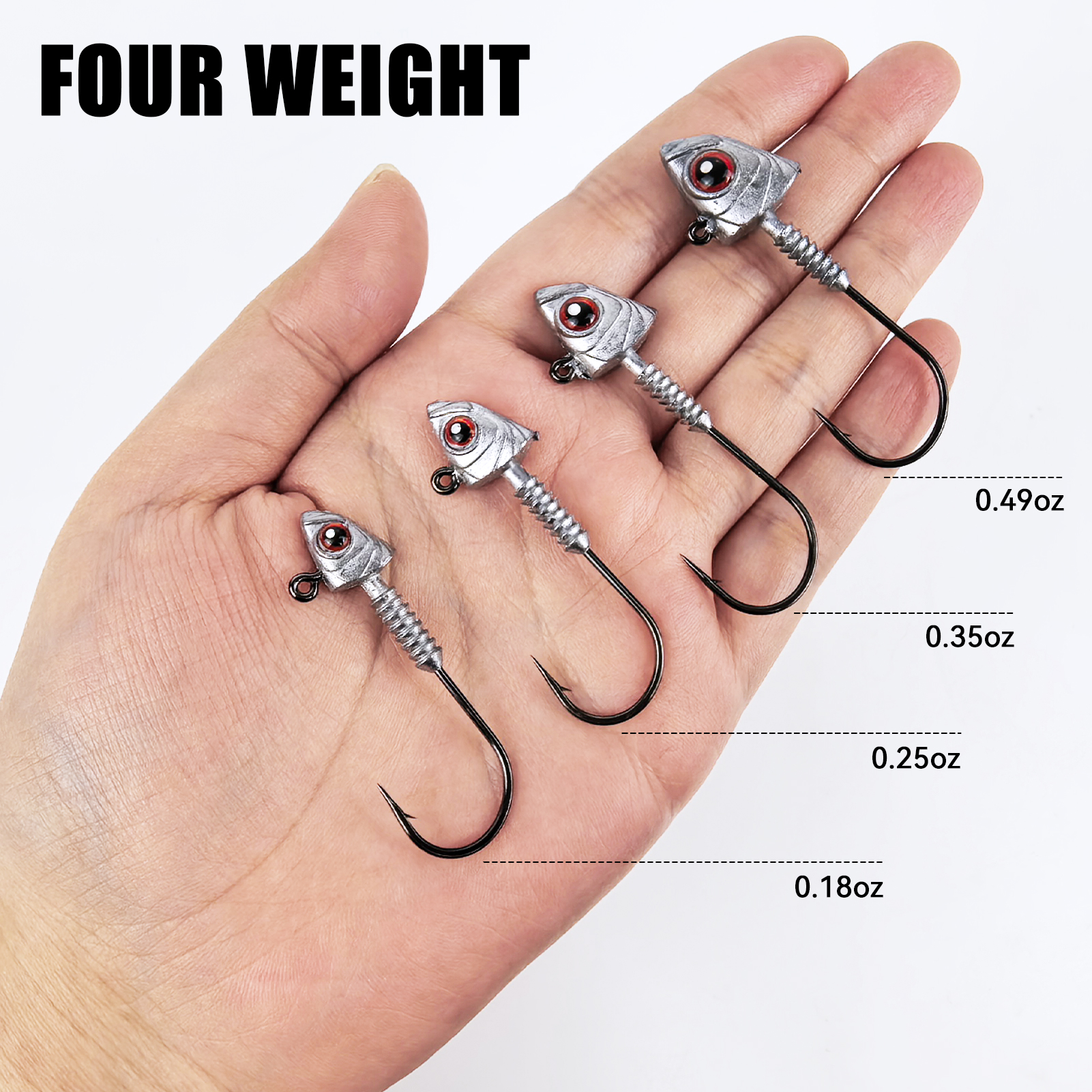FREE FISHER 15pcs/Box Saltwater Jig Heads,5g/7g/10g/14g Mixed Fishing Weights,3D Fish Eyes  Hooks,Bait Keeper Ned Rig Jigheads 