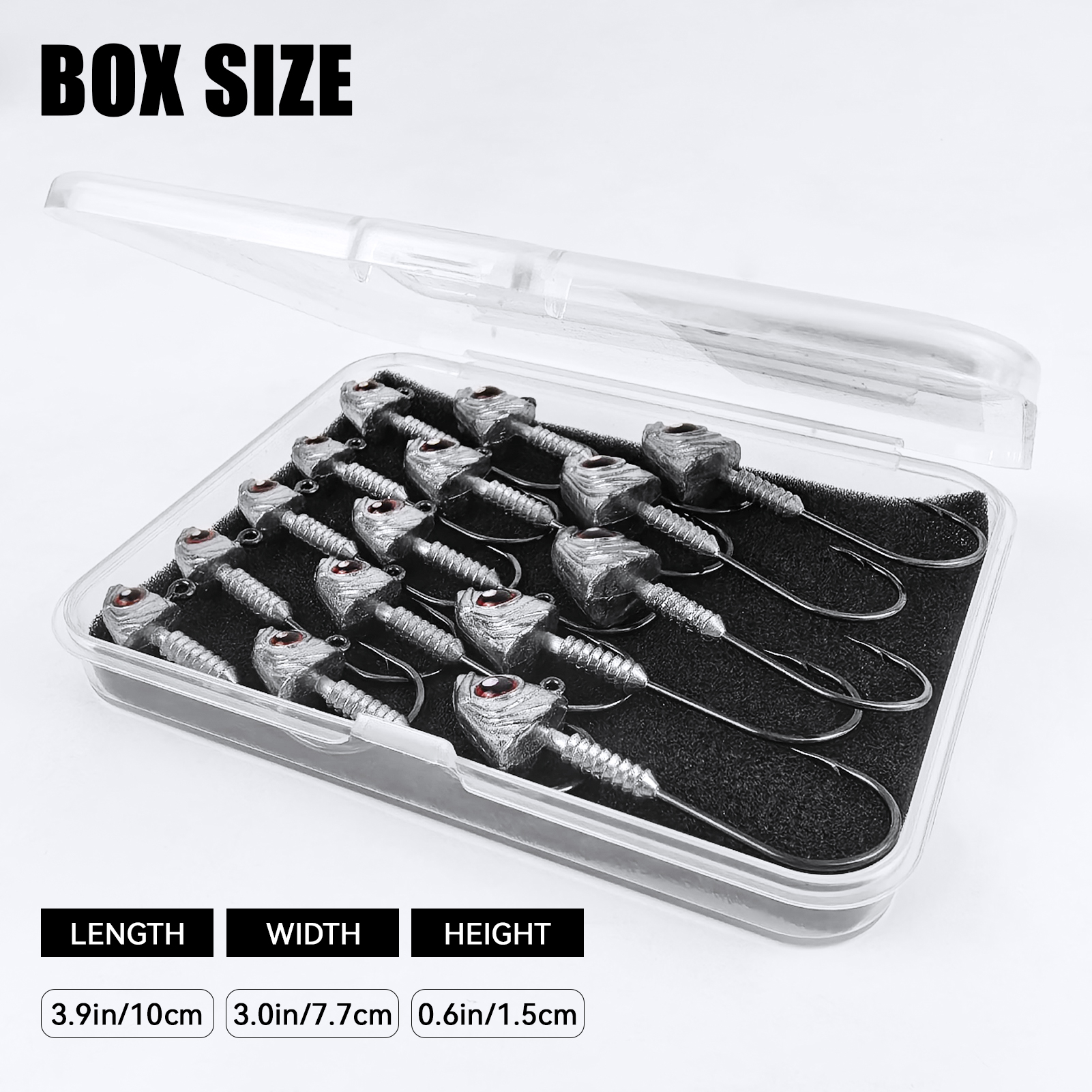 FREE FISHER 15pcs/Box Saltwater Jig Heads,5g/7g/10g/14g Mixed Fishing Weights,3D Fish Eyes  Hooks,Bait Keeper Ned Rig Jigheads 