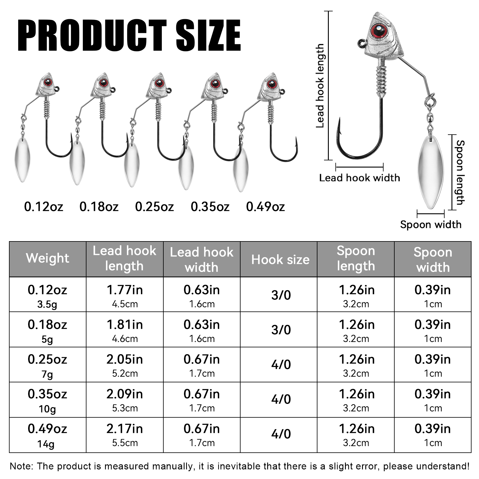 FREE FISHER 10pcs/Box Fishing Jig Head Hooks,3.5g-14g Underspin Jigs,Saltwater Jigging Swimbaits with Blade,Spinner Fishing Lures 