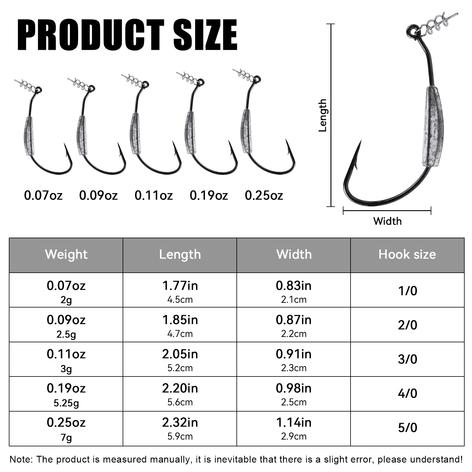 FREE FISHER 25pcs/Box Weighted Swimbait Hooks,Fishing Worm Weedless Hook,2g-7g Jig Heads with Twistlock,Lure Bait Rigs Accessory 