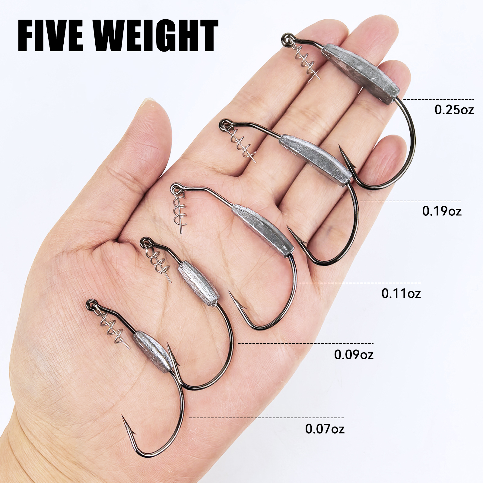 FREE FISHER 25pcs/Box Weighted Swimbait Hooks,Fishing Worm Weedless Hook,2g-7g Jig Heads with Twistlock,Lure Bait Rigs Accessory 