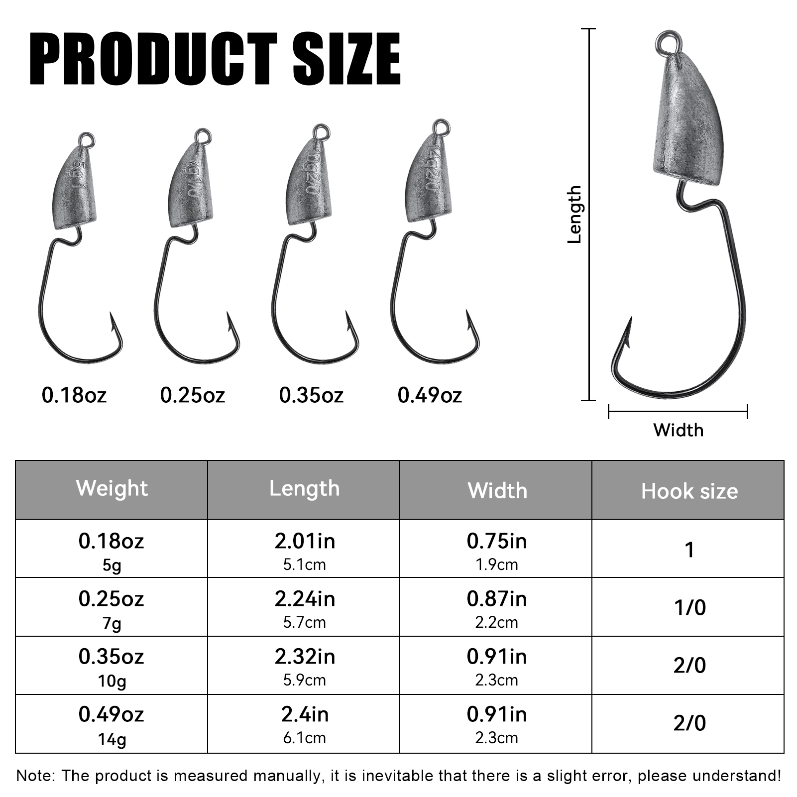 FREE FISHER 15pcs/Lot Jig Head Crankhook,3/16oz,1/4oz,3/8oz,1/2oz Fishing Weights Worm Hooks,Die-Casting Swimbait Sinkers Rigs 