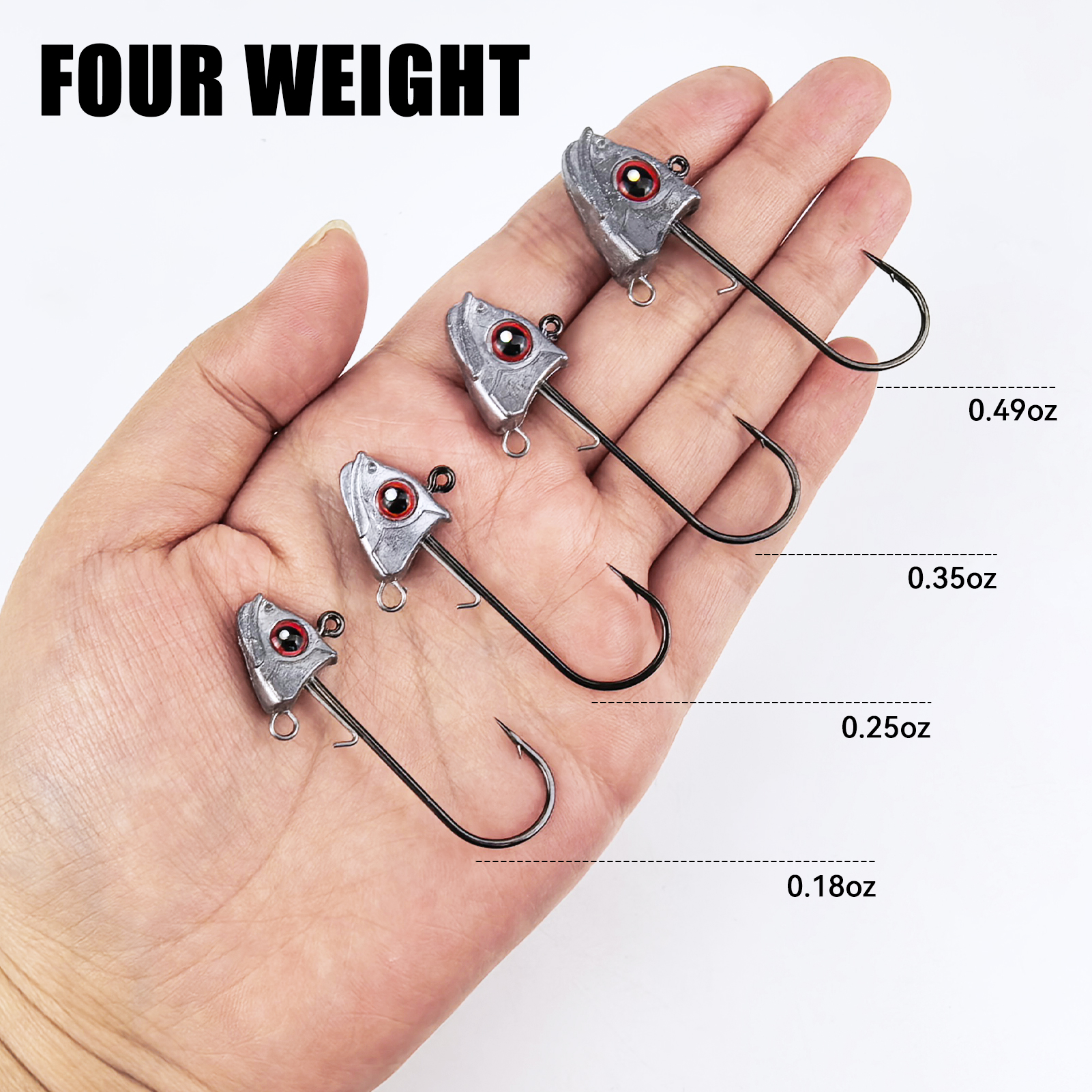 FREE FISHER 15pcs/Box Saltwater Jig Heads,5g/7g/10g/14g Mixed Fishing Weights,3D Fish Eyes  Hooks,Bait Keeper Ned Rig Jigheads 