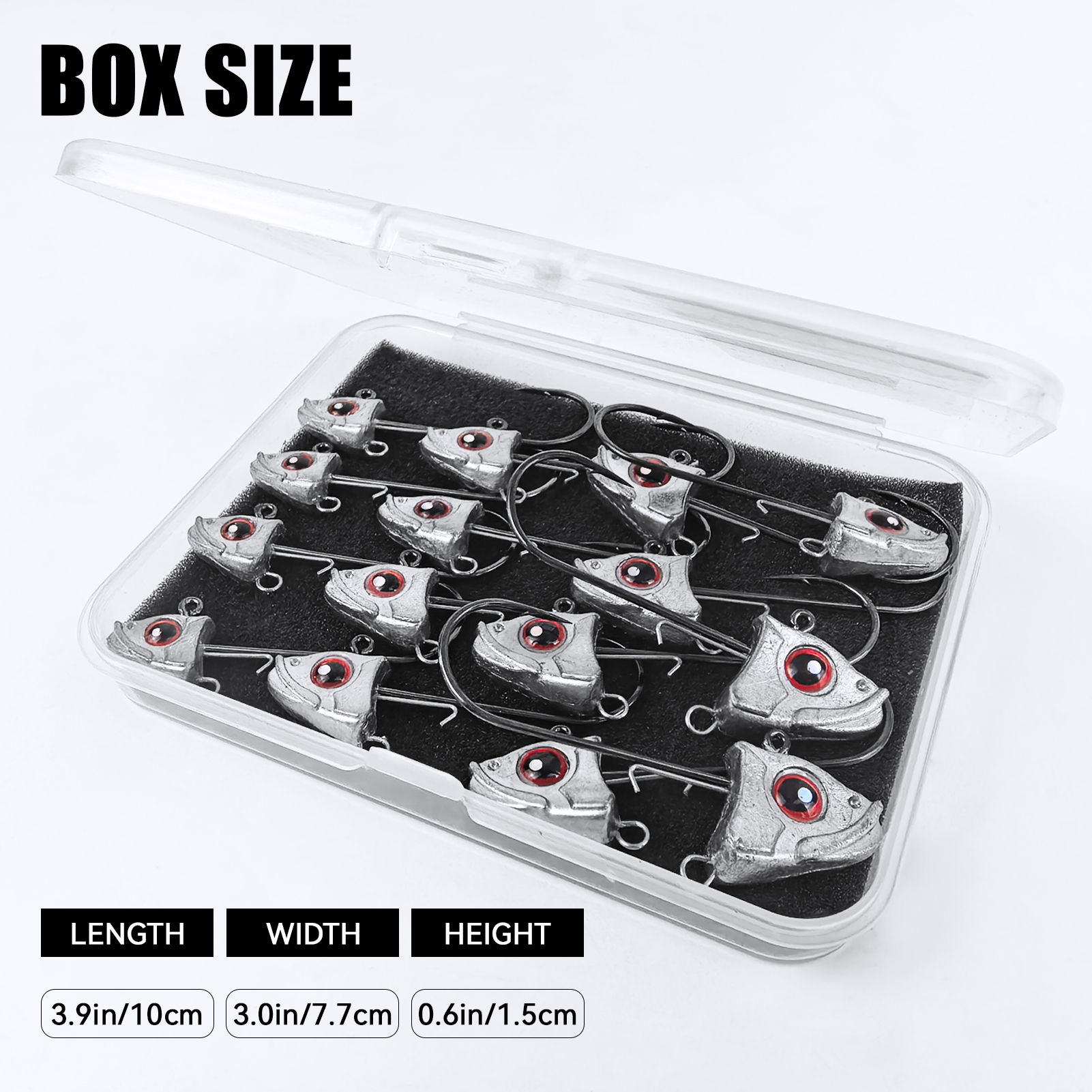 FREE FISHER 15pcs/Box Saltwater Jig Heads,5g/7g/10g/14g Mixed Fishing Weights,3D Fish Eyes  Hooks,Bait Keeper Ned Rig Jigheads 