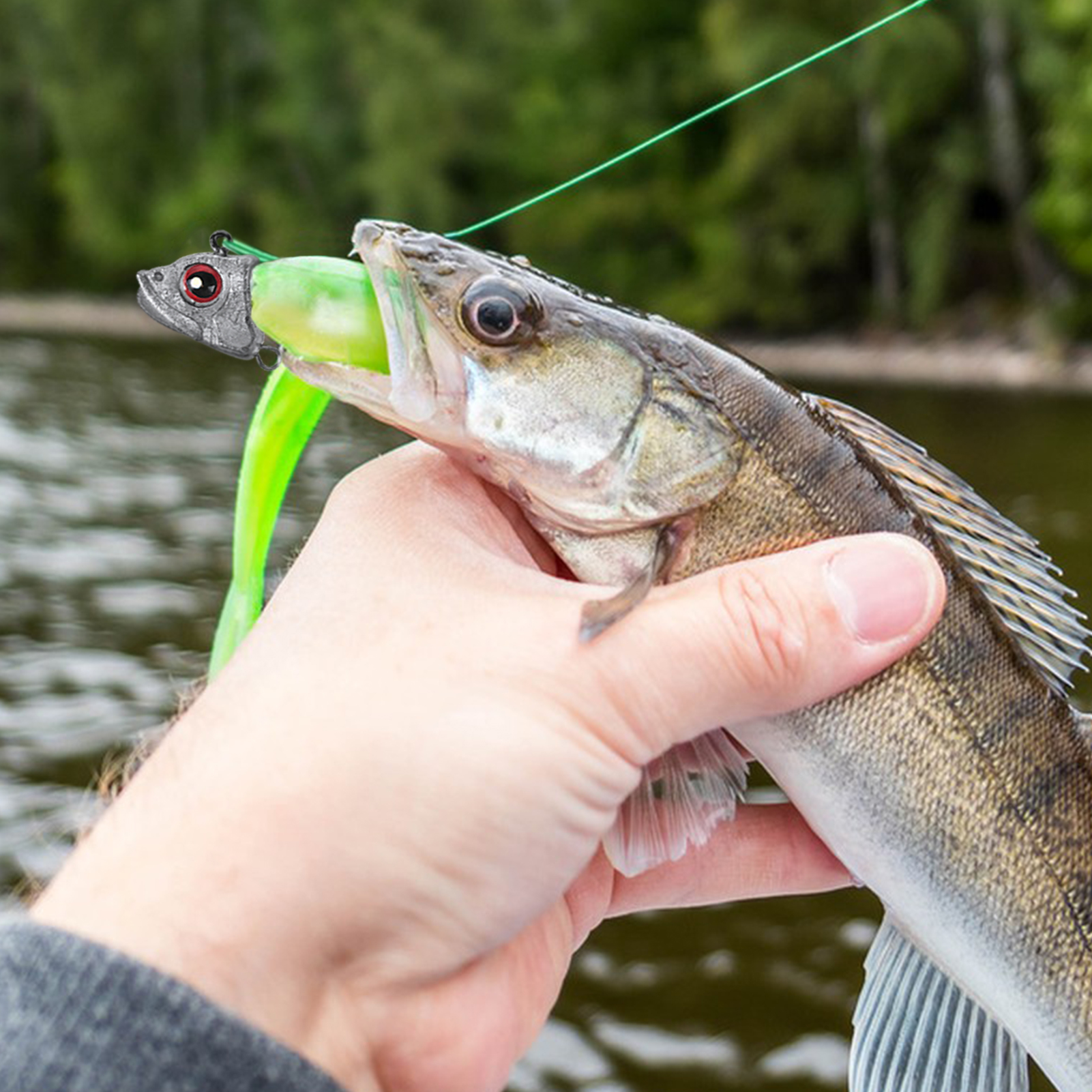 FREE FISHER 15pcs/Box Saltwater Jig Heads,5g/7g/10g/14g Mixed Fishing Weights,3D Fish Eyes  Hooks,Bait Keeper Ned Rig Jigheads 