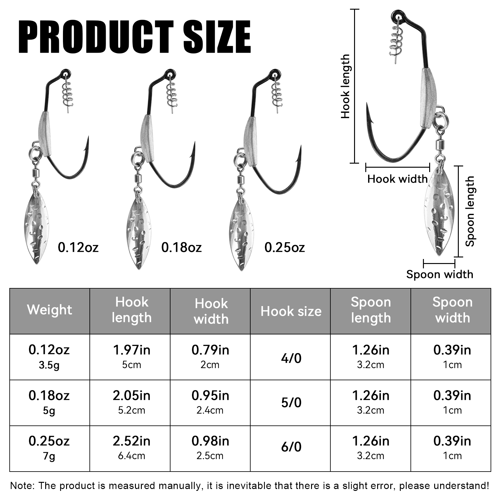 FREE FISHER 12pcs/Box Jig Head Hooks,3.5g 5g 7g Spinner Bladed Hook with Spin Lock Pin,Fishing Weights Crankhook Soft Baits Rigs