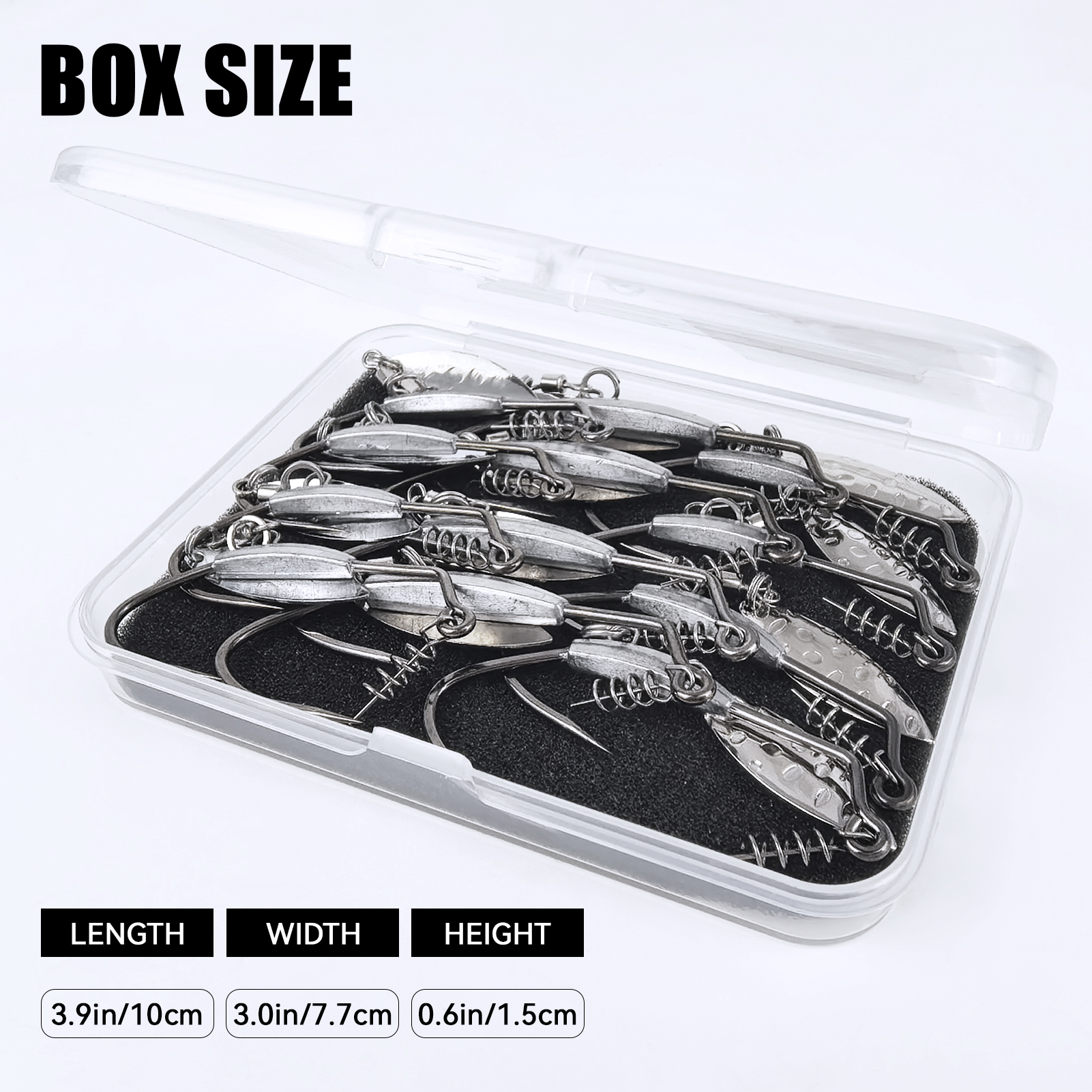 FREE FISHER 12pcs/Box Jig Head Hooks,3.5g 5g 7g Spinner Bladed Hook with Spin Lock Pin,Fishing Weights Crankhook Soft Baits Rigs