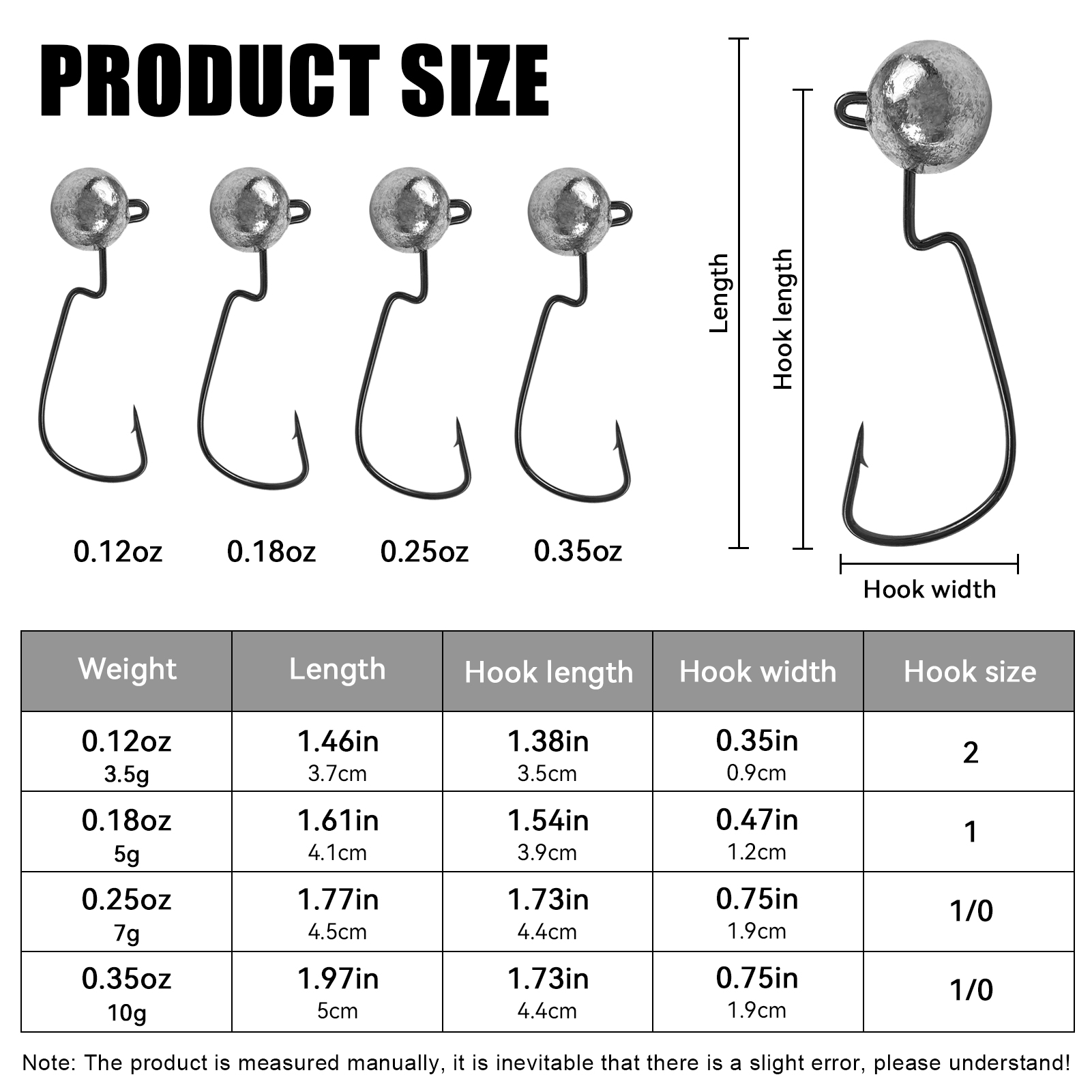 FREE FISHER 20pcs/Box Fishing Weight Hook Rigs,Jig Head Swimbait Accessory,3.5g/5g/7g/10g Worm Crankhooks,Sharp Offset Fishhook