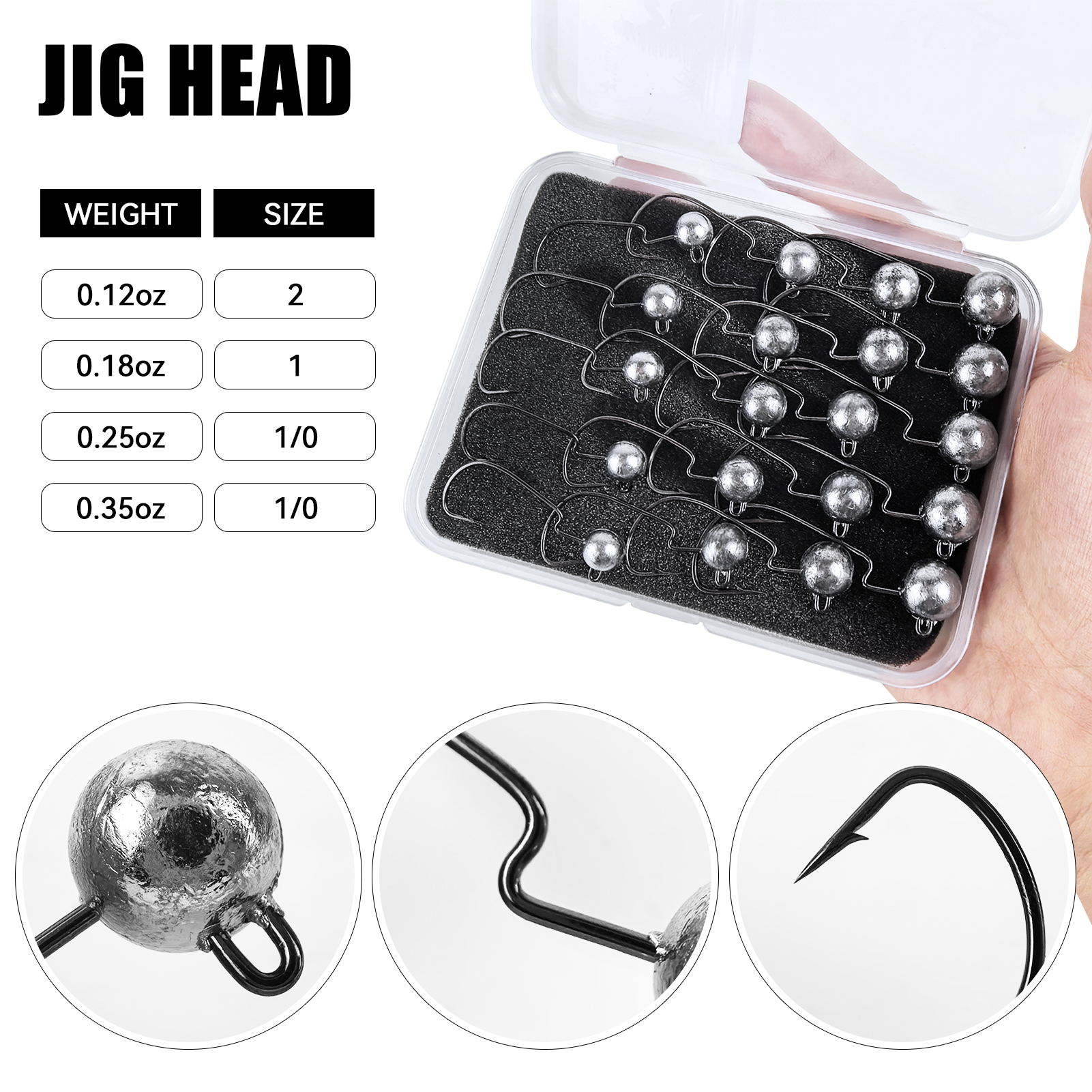 FREE FISHER 20pcs/Box Fishing Weight Hook Rigs,Jig Head Swimbait Accessory,3.5g/5g/7g/10g Worm Crankhooks,Sharp Offset Fishhook
